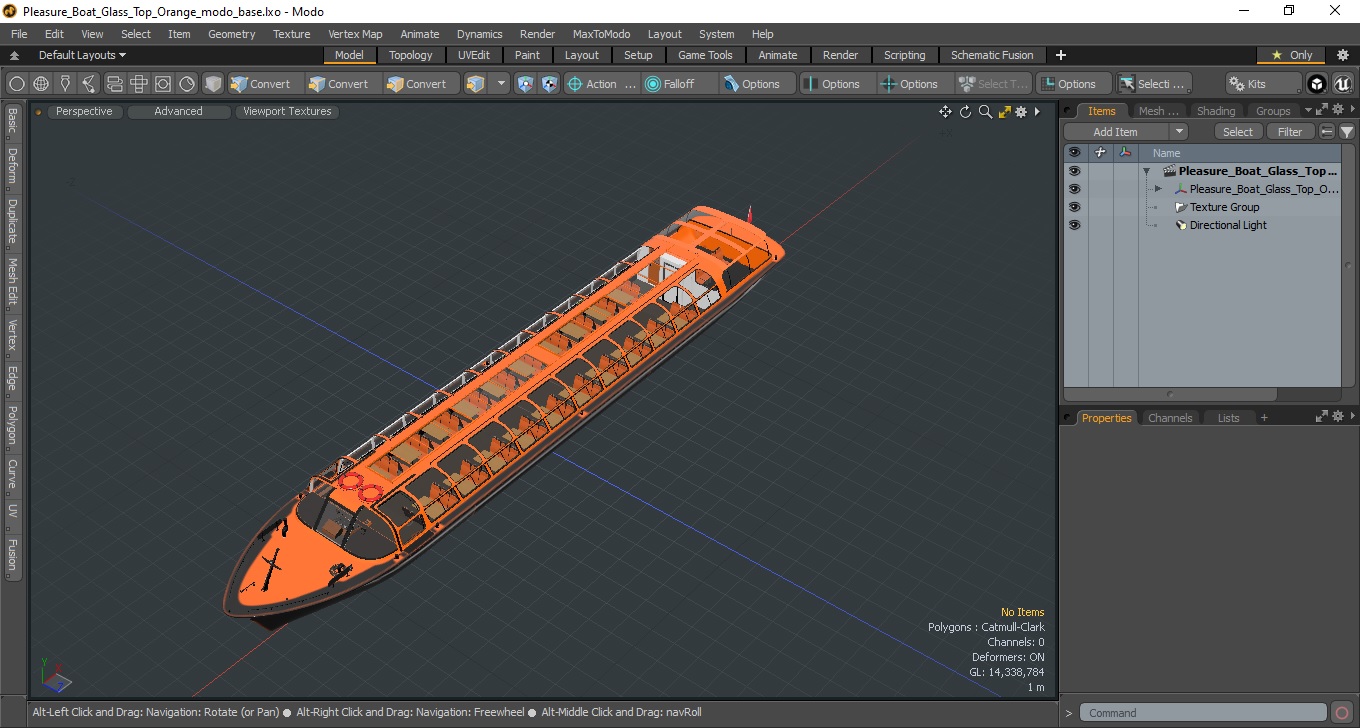 3D model Pleasure Boat Glass Top Orange