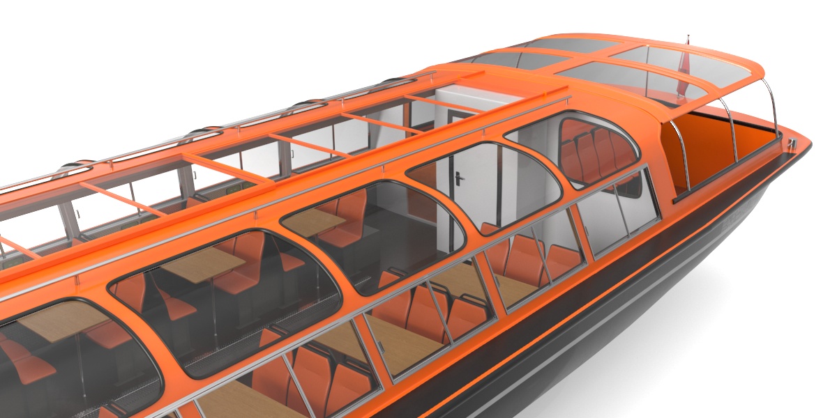 3D model Pleasure Boat Glass Top Orange