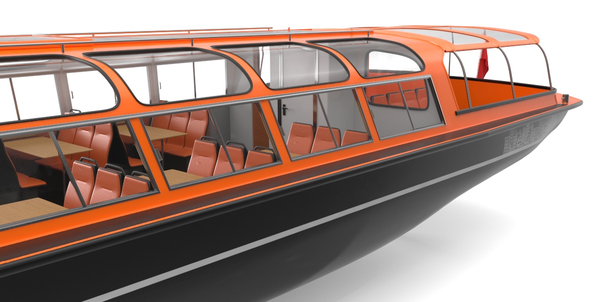 3D model Pleasure Boat Glass Top Orange