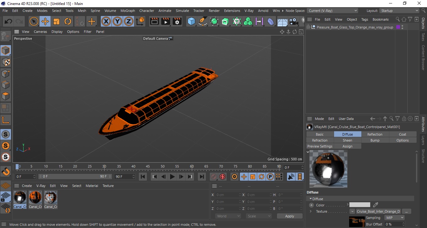 3D model Pleasure Boat Glass Top Orange