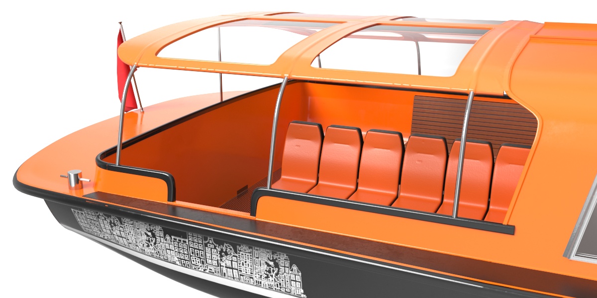 3D model Pleasure Boat Glass Top Orange