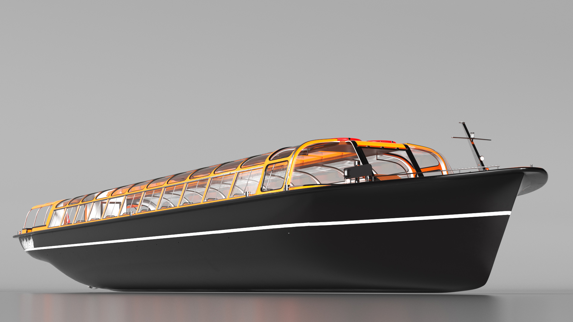 3D model Pleasure Boat Glass Top Orange