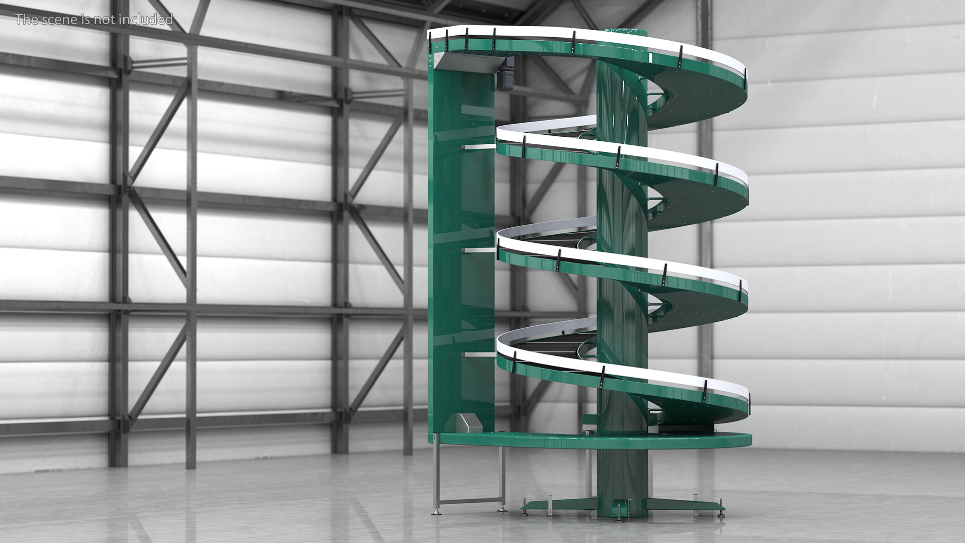 Slat Chain Spiral Conveyor Green 3D
