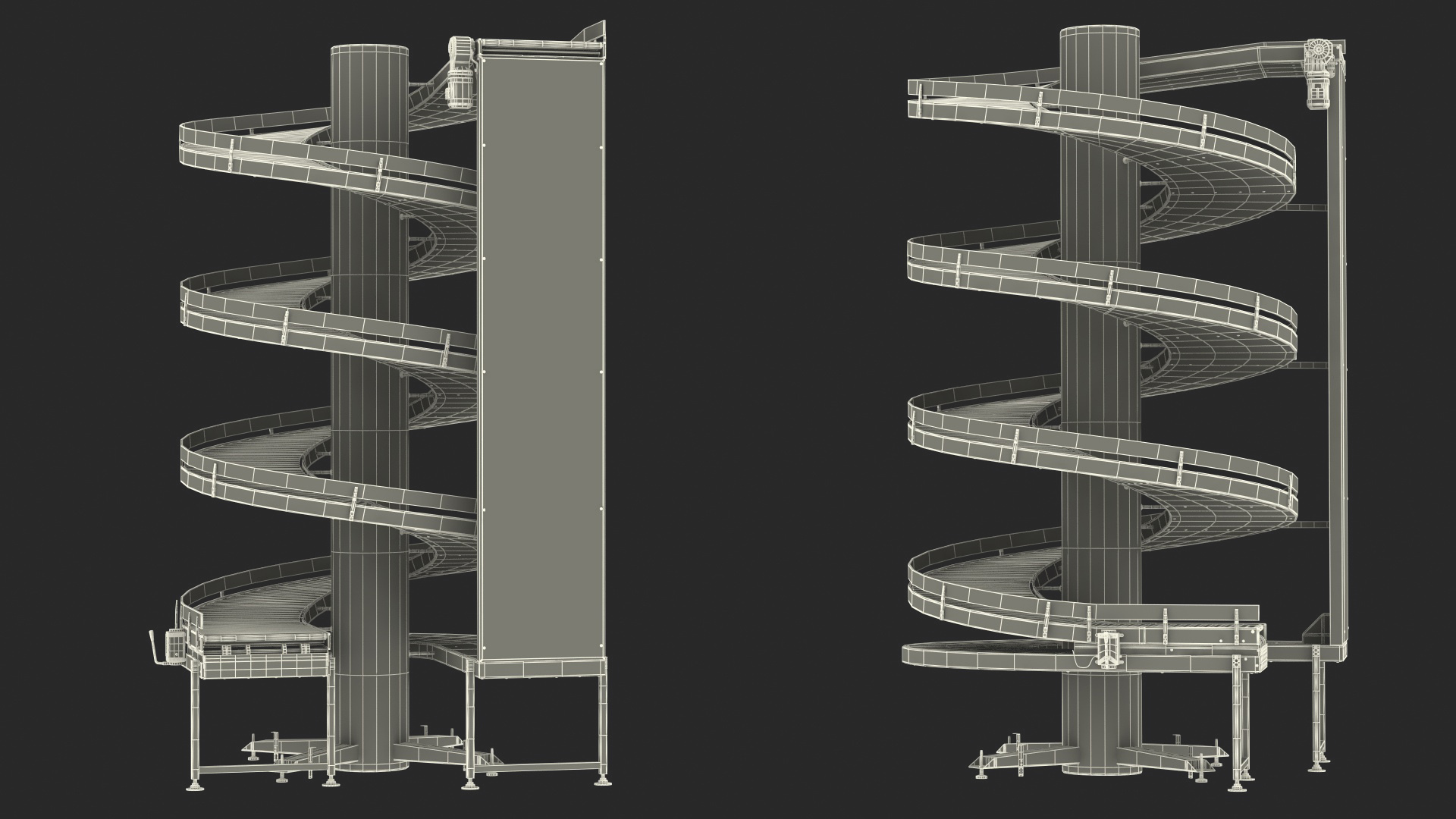 Slat Chain Spiral Conveyor Green 3D