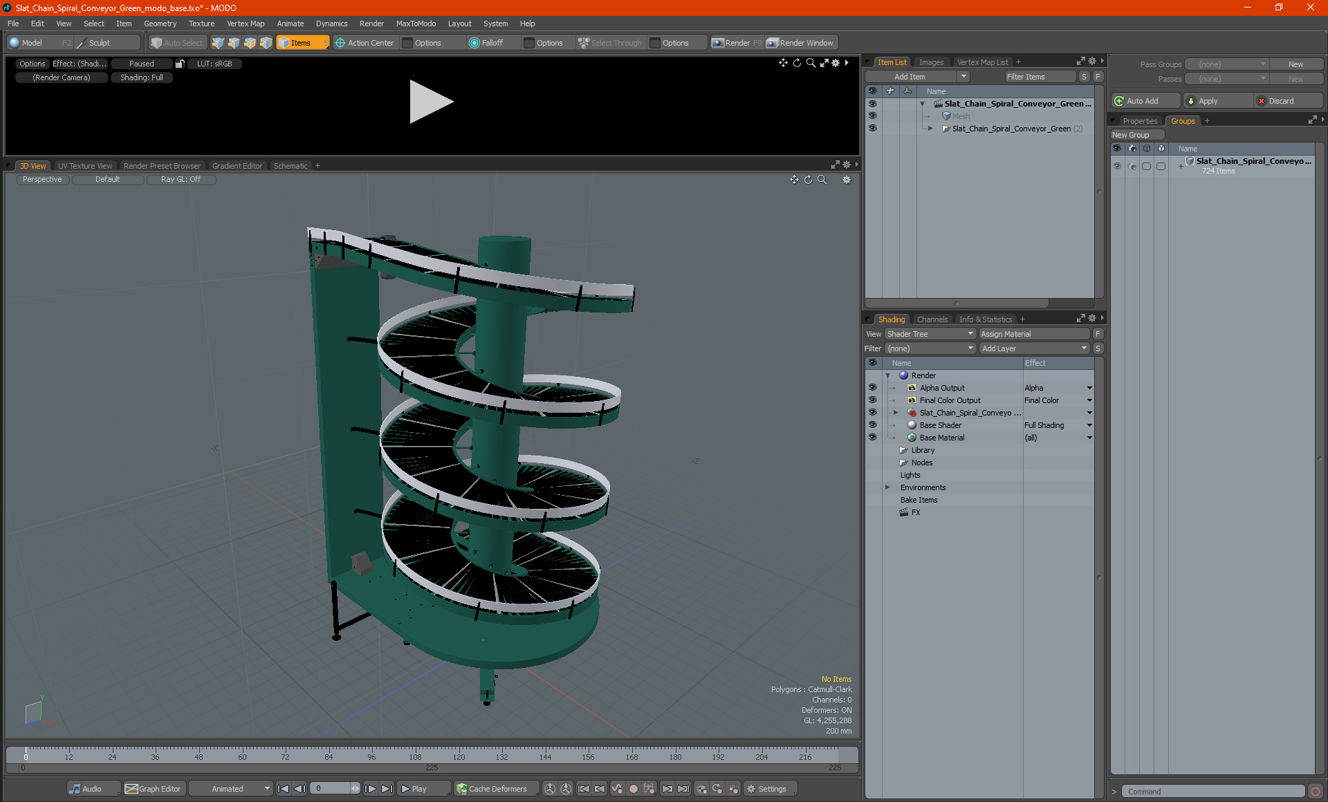 Slat Chain Spiral Conveyor Green 3D