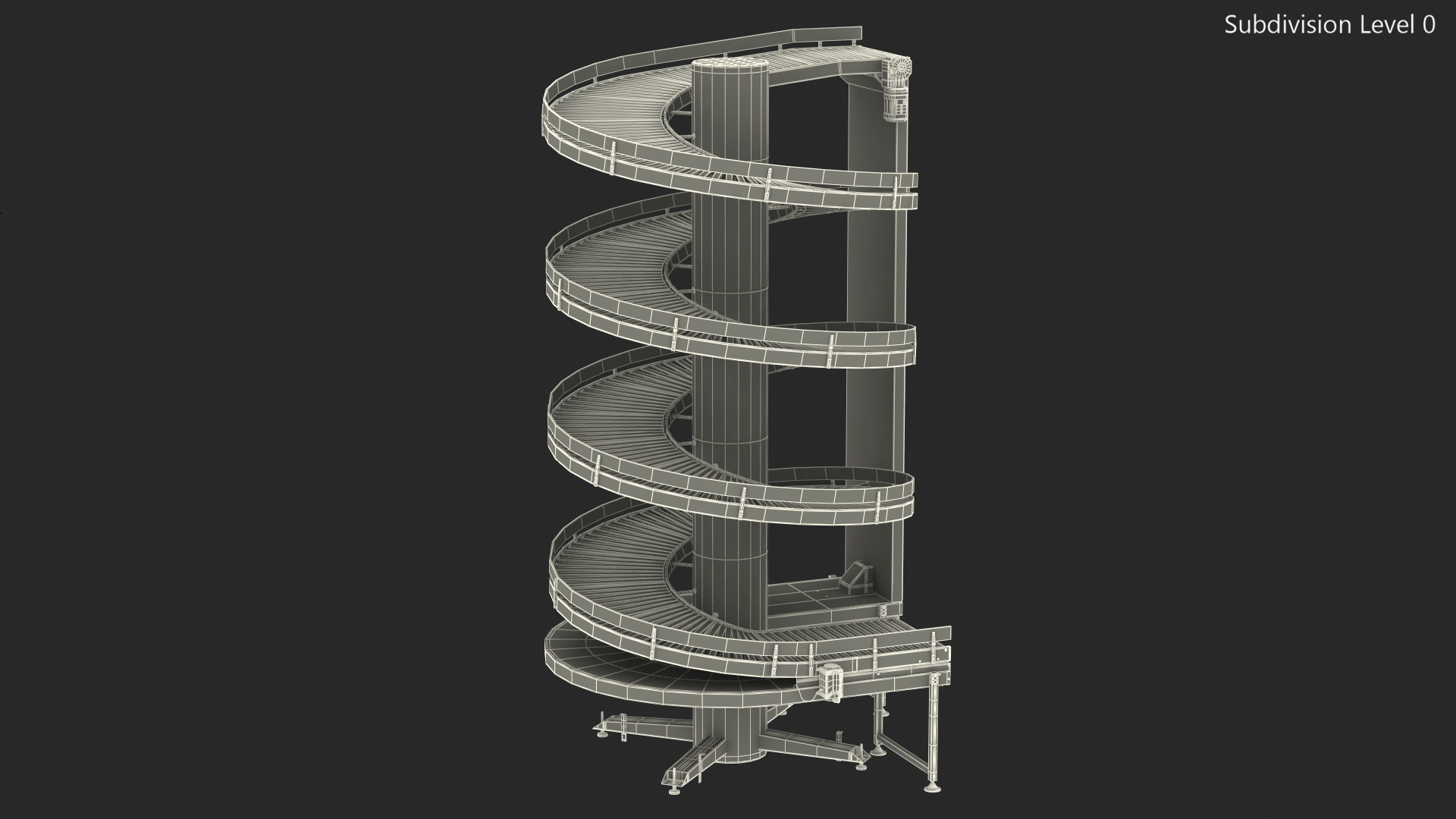 Slat Chain Spiral Conveyor Green 3D