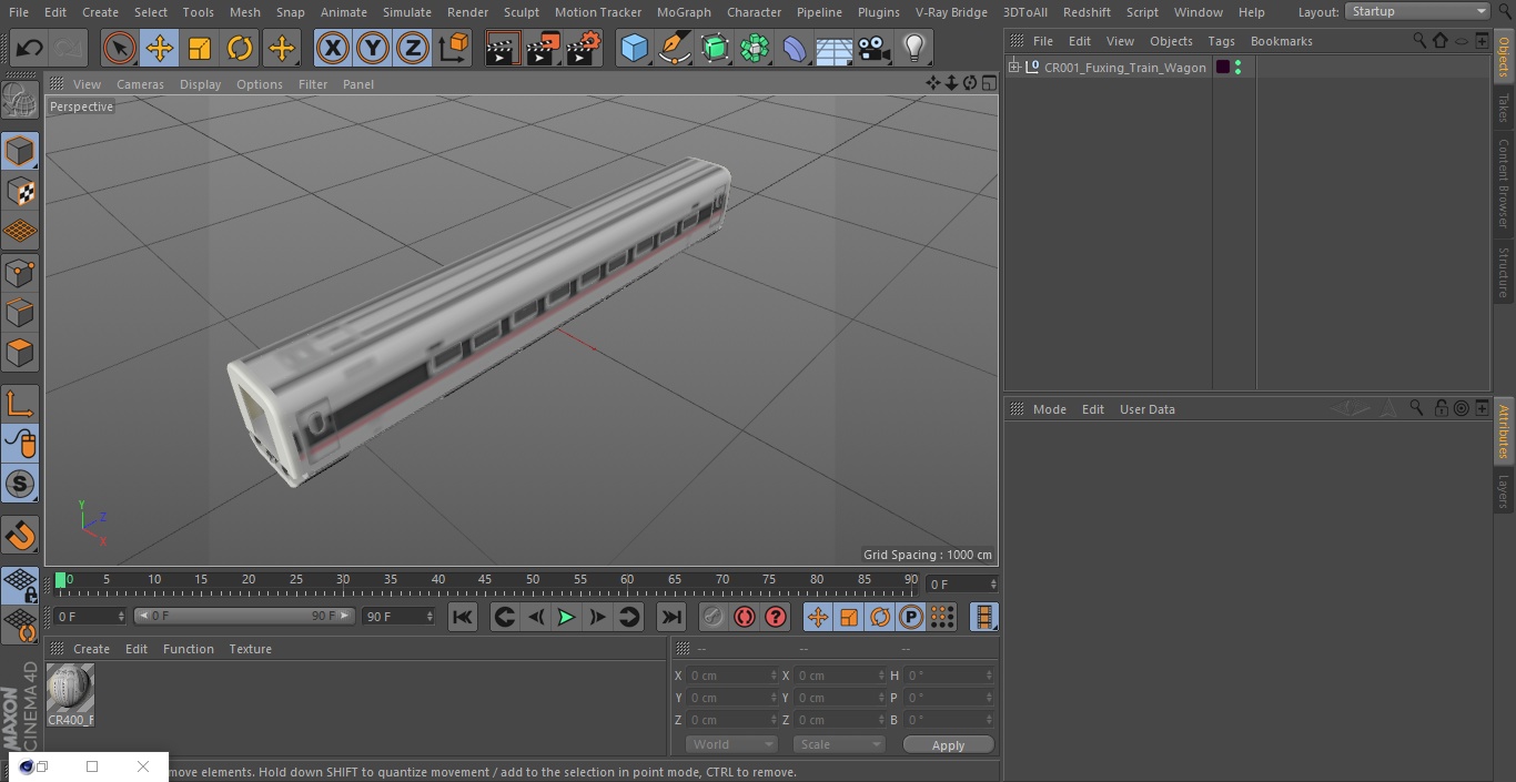 CR400 Fuxing Train Wagon 3D model