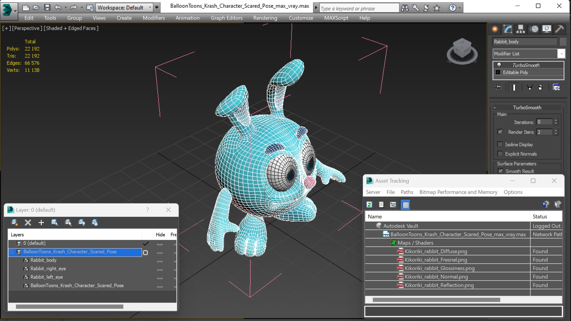 3D model BalloonToons Krash Character Scared Pose
