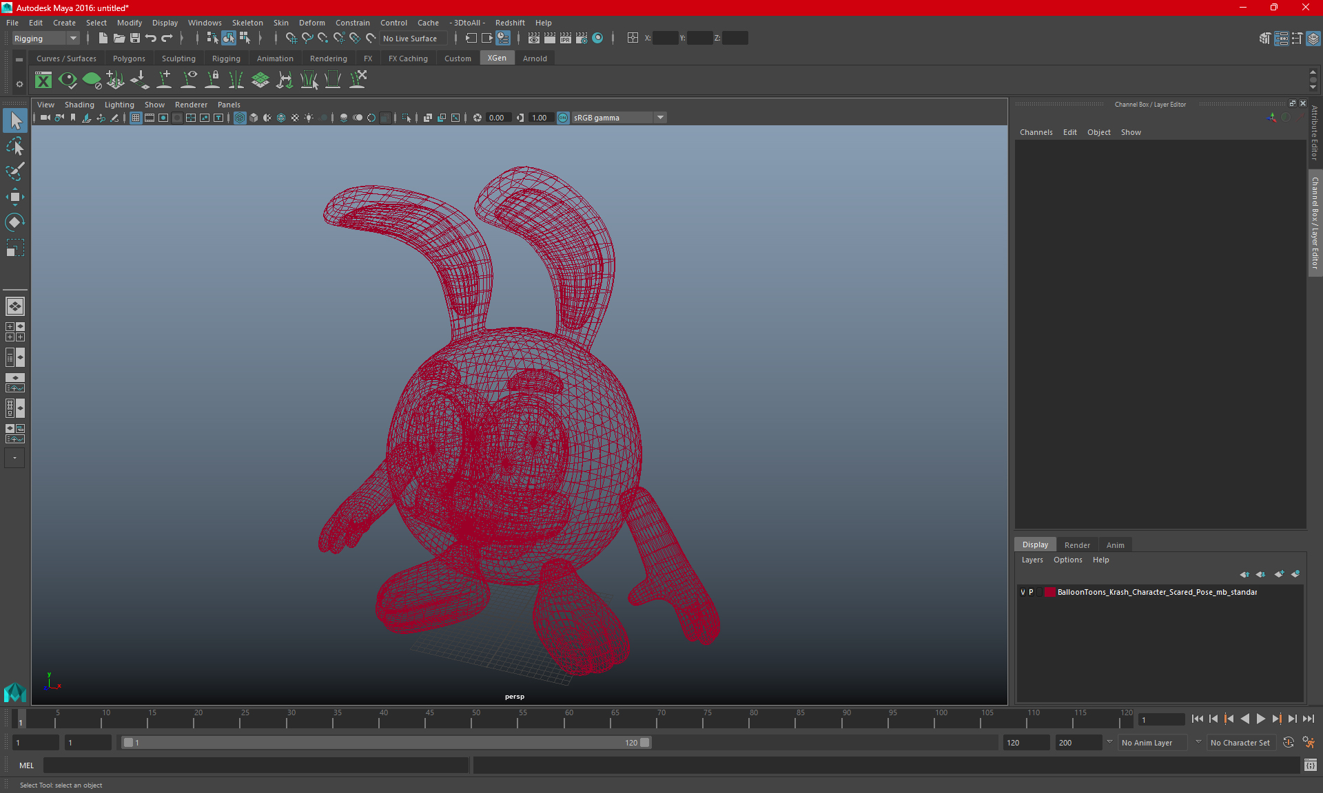 3D model BalloonToons Krash Character Scared Pose