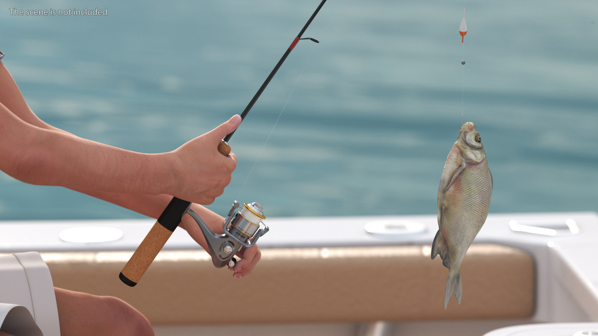 3D Man in Fishing Chair Catches Fish model