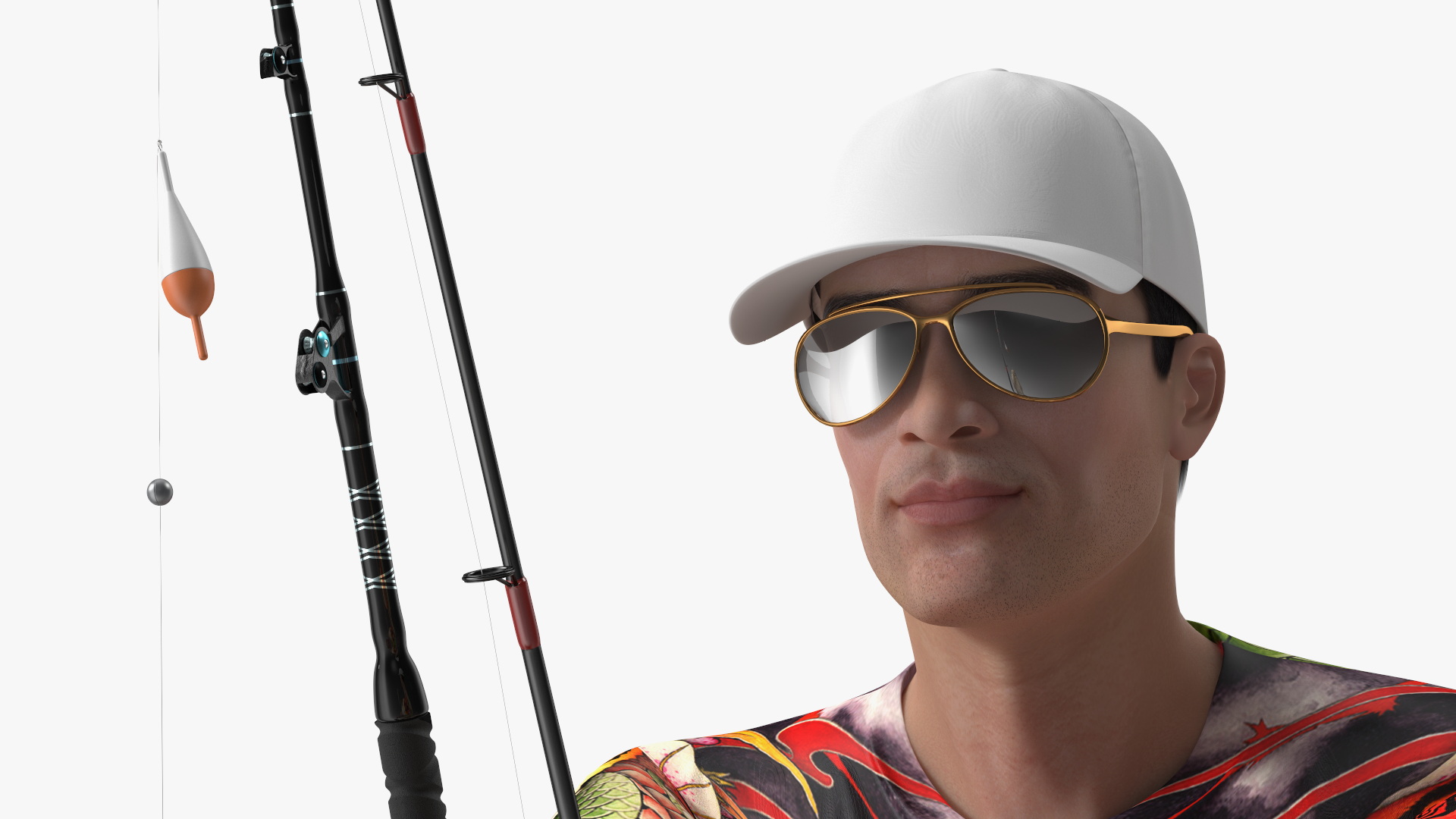 3D Man in Fishing Chair Catches Fish model