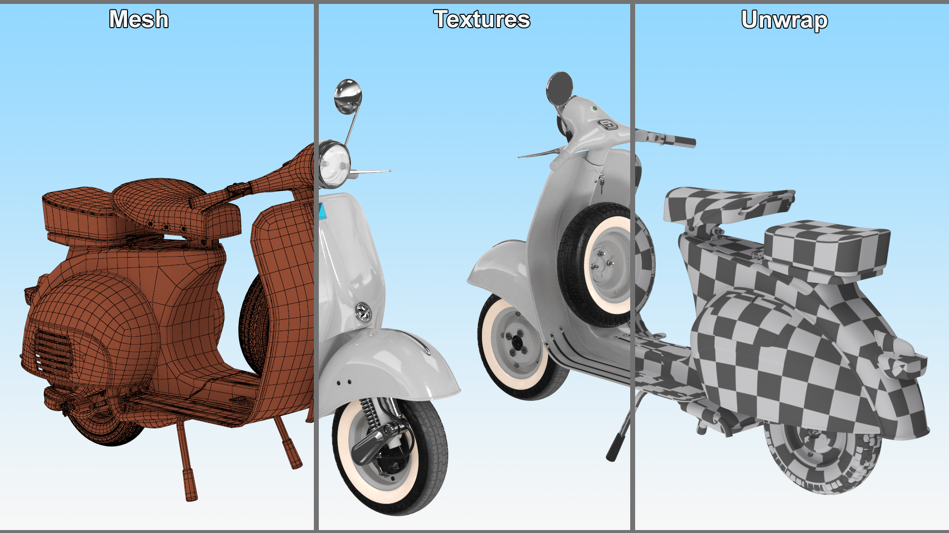 3D Vespa 125 Retro Scooter Grey model