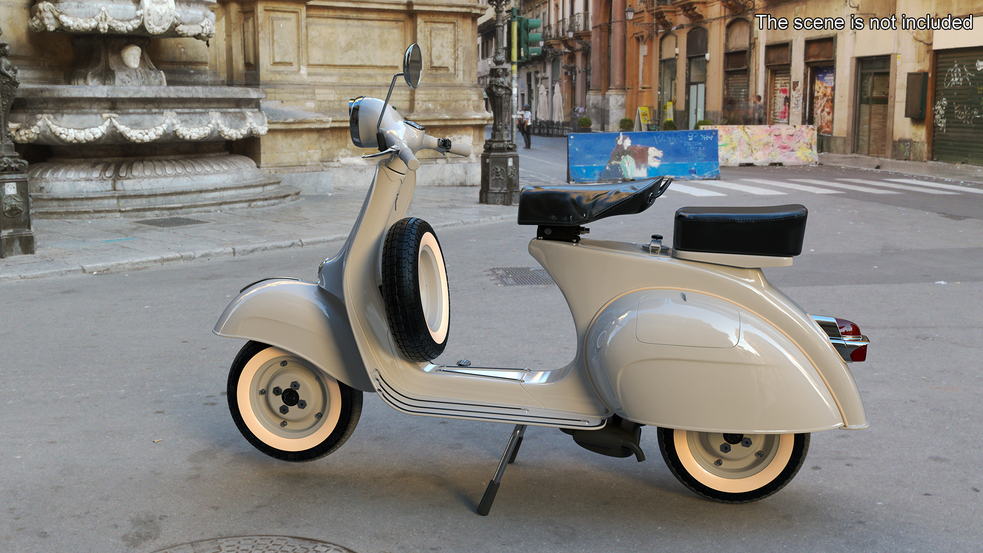 3D Vespa 125 Retro Scooter Grey model