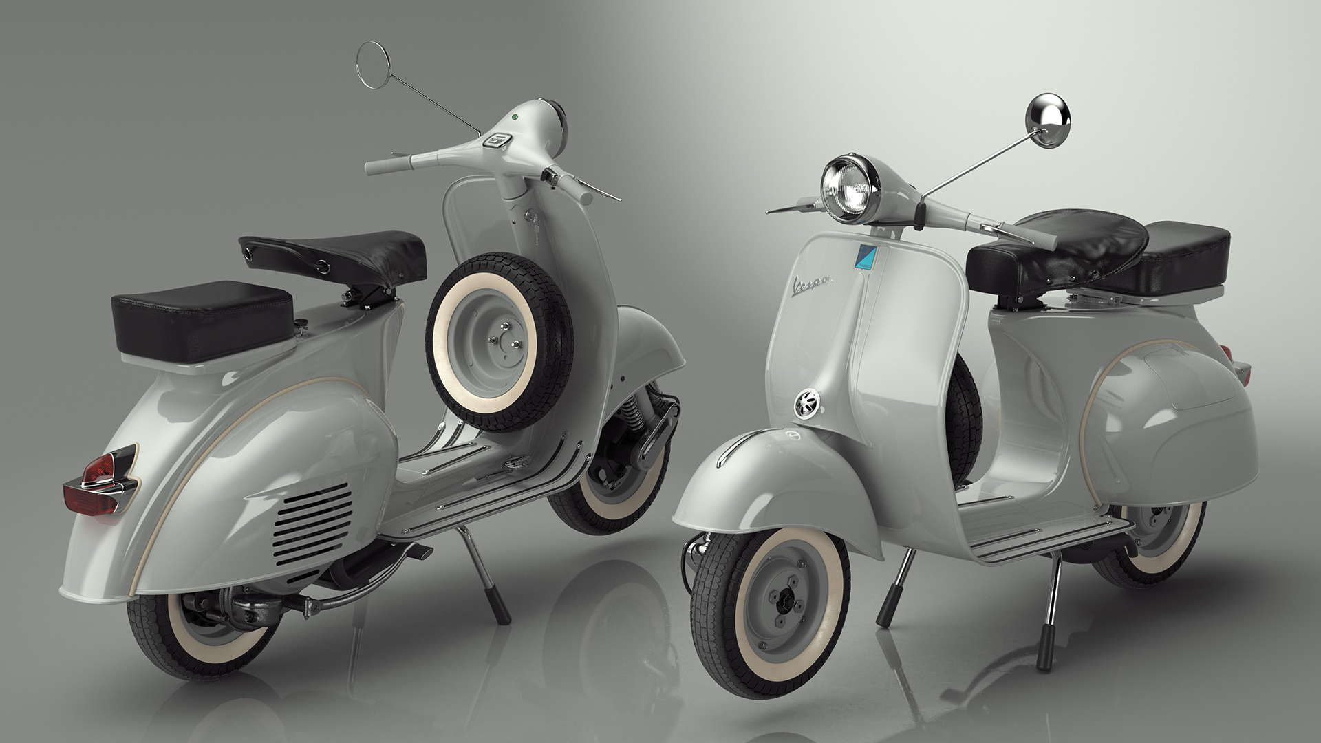 3D Vespa 125 Retro Scooter Grey model