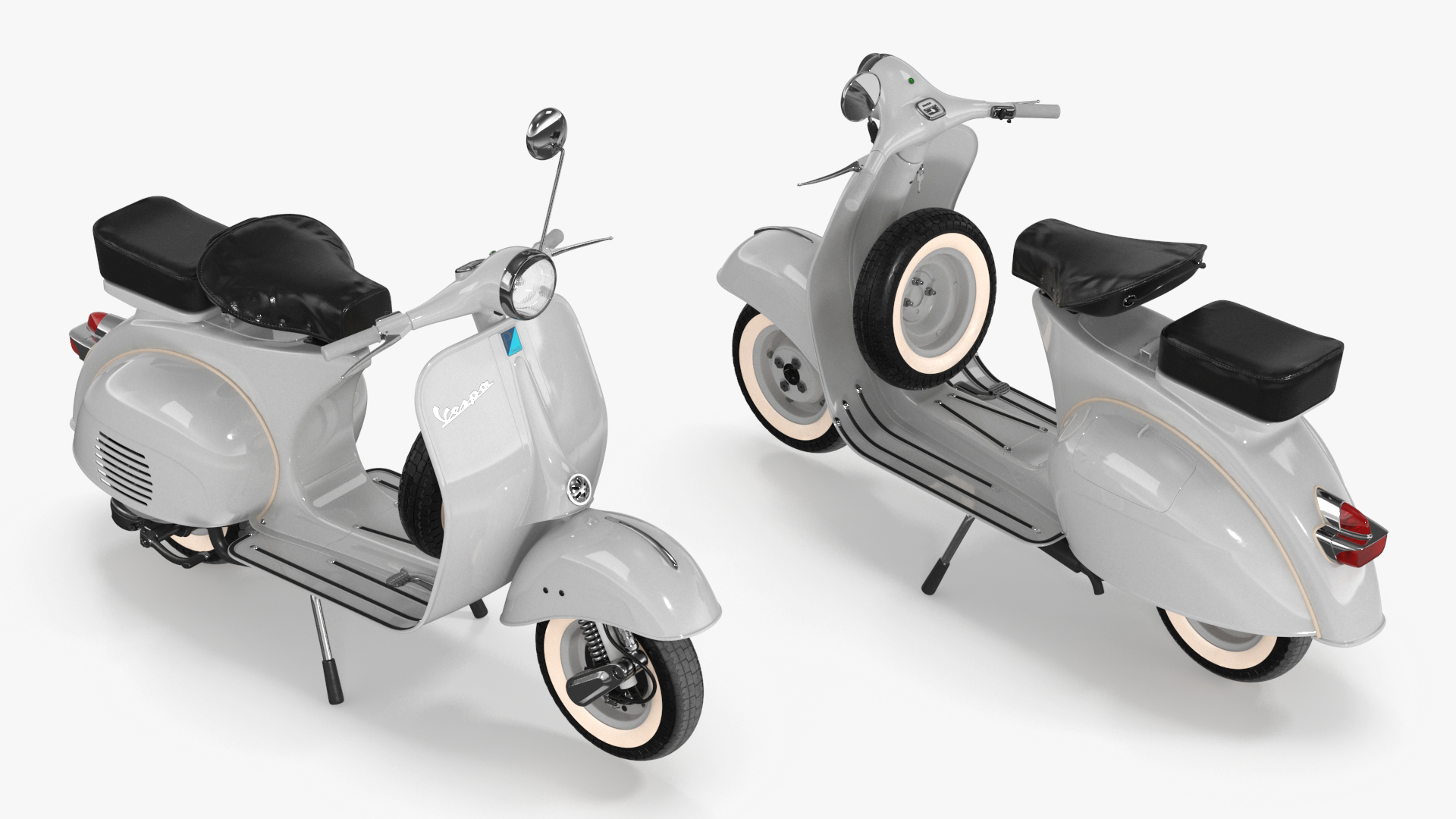 3D Vespa 125 Retro Scooter Grey model
