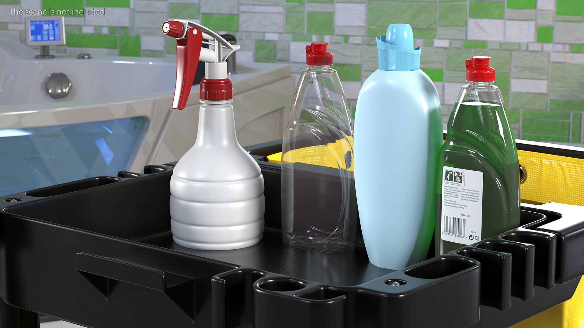 3D Cleaning Cart With Mop and Cleaning Products Fur model
