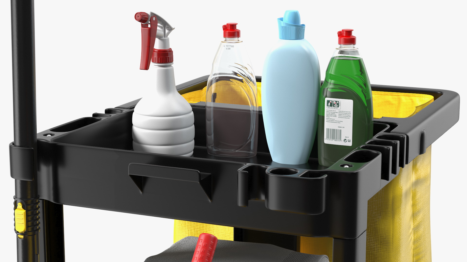 3D Cleaning Cart With Mop and Cleaning Products Fur model