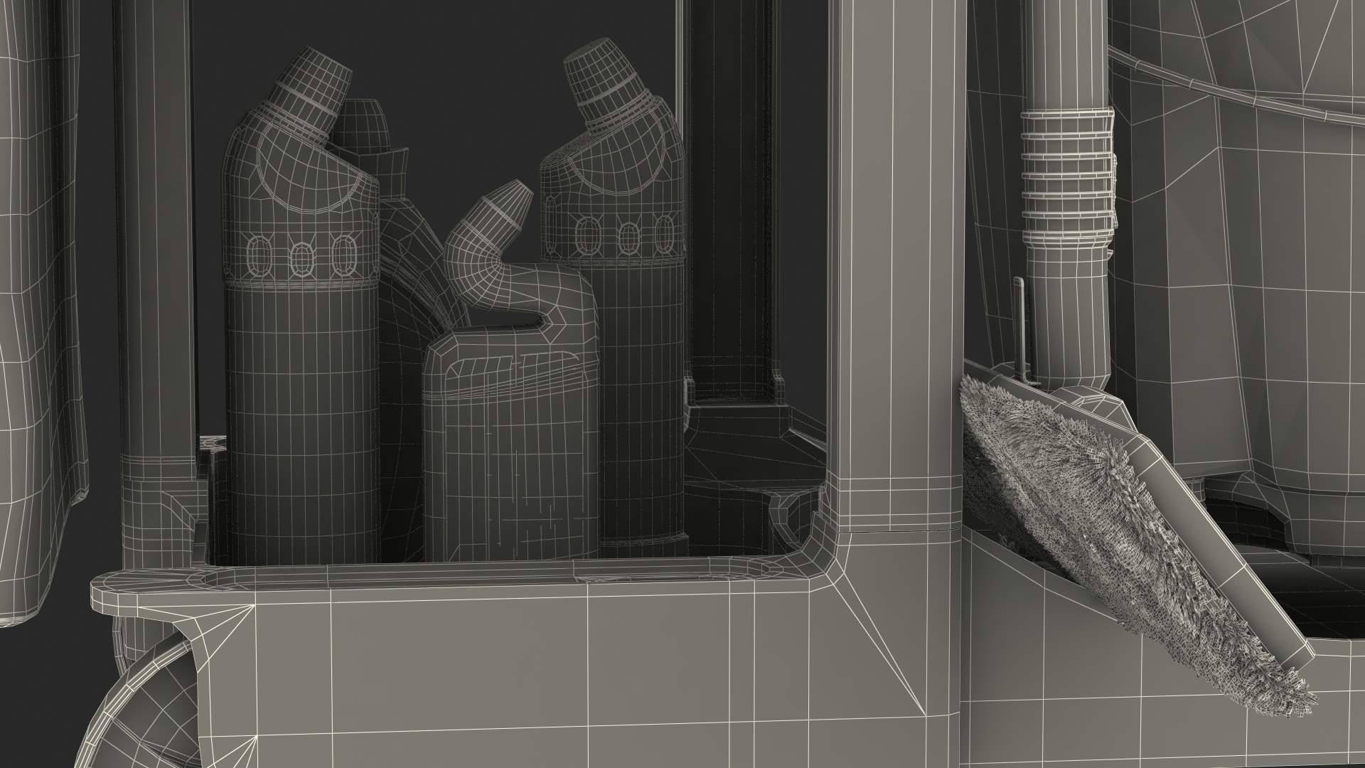 3D Cleaning Cart With Mop and Cleaning Products Fur model