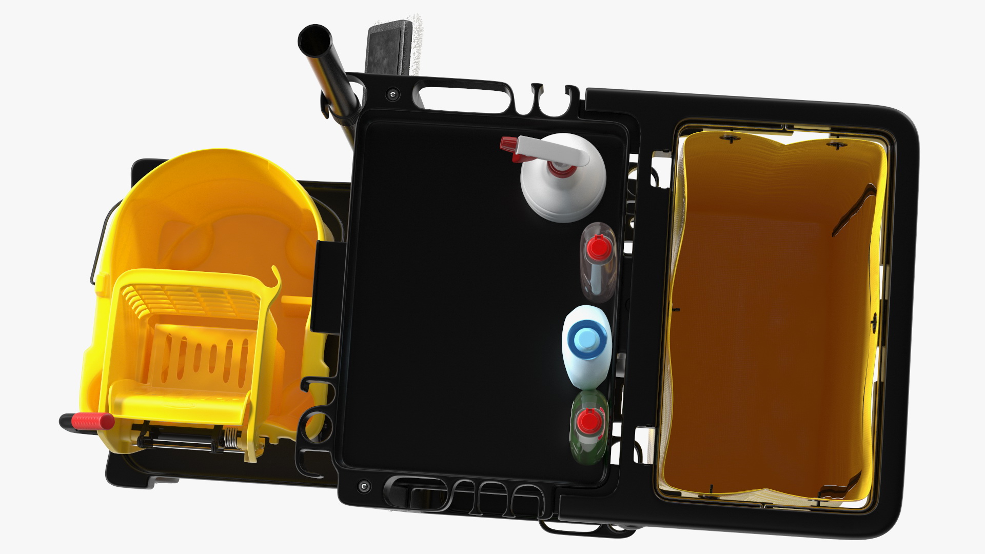 3D Cleaning Cart With Mop and Cleaning Products Fur model