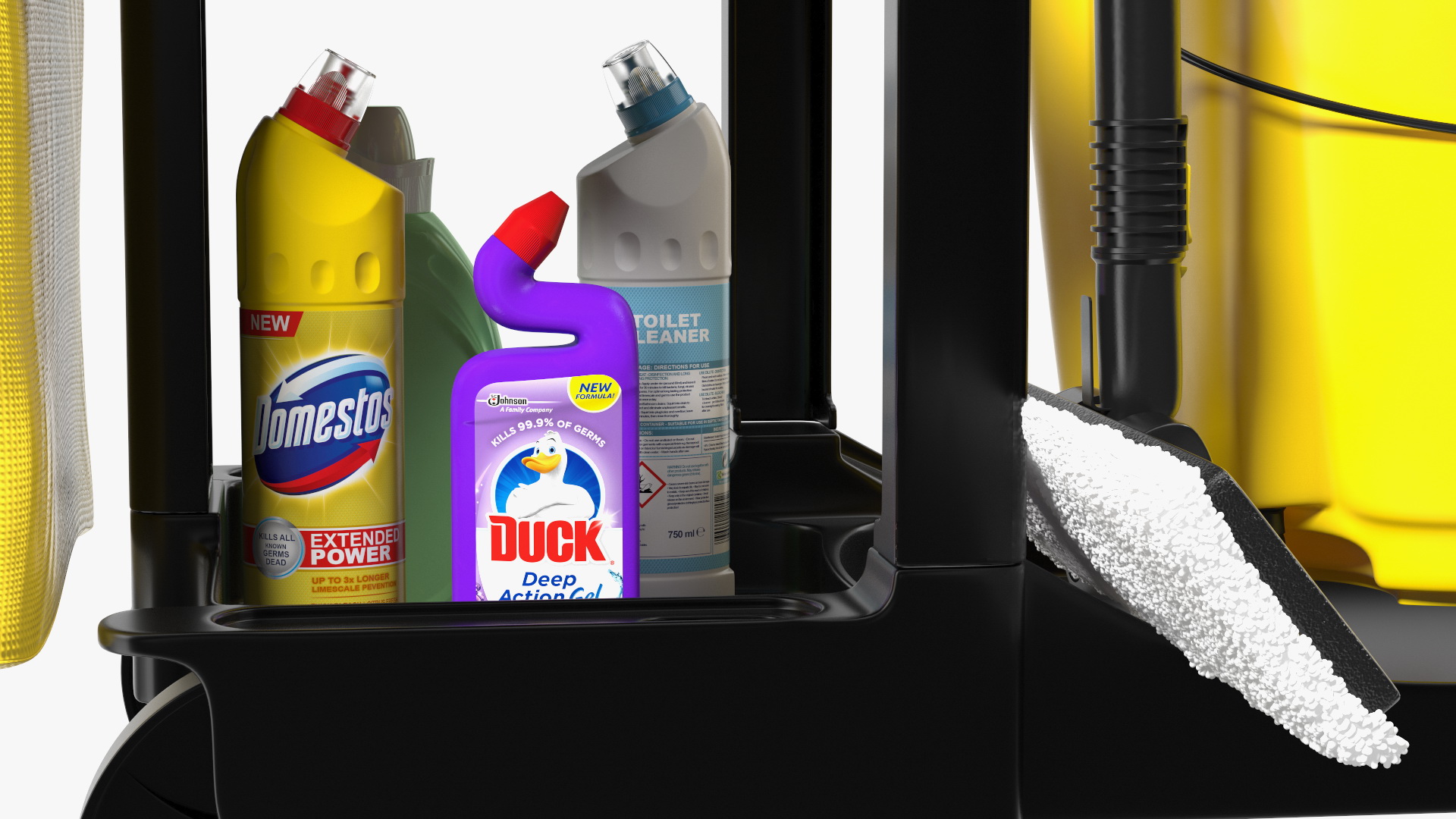 3D Cleaning Cart With Mop and Cleaning Products Fur model