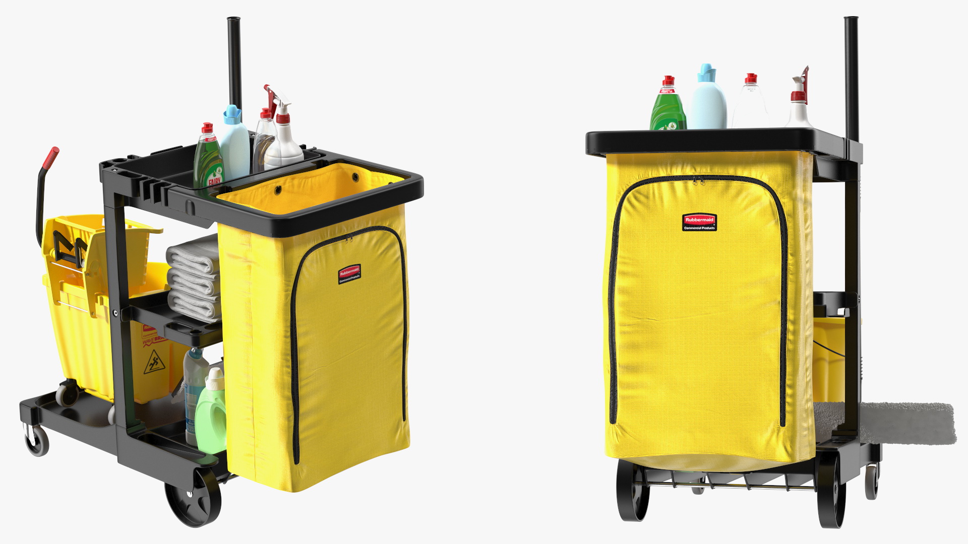 3D Cleaning Cart With Mop and Cleaning Products Fur model
