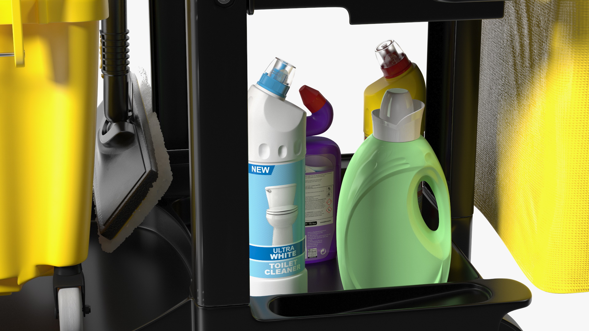 3D Cleaning Cart With Mop and Cleaning Products Fur model