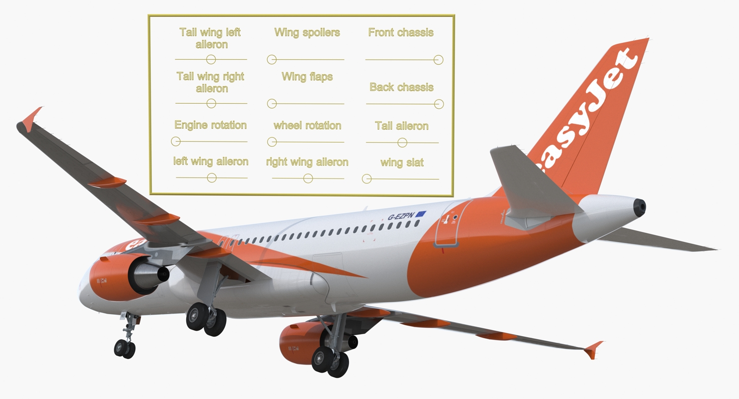Airbus A320 EasyJet Airline Rigged 3D model