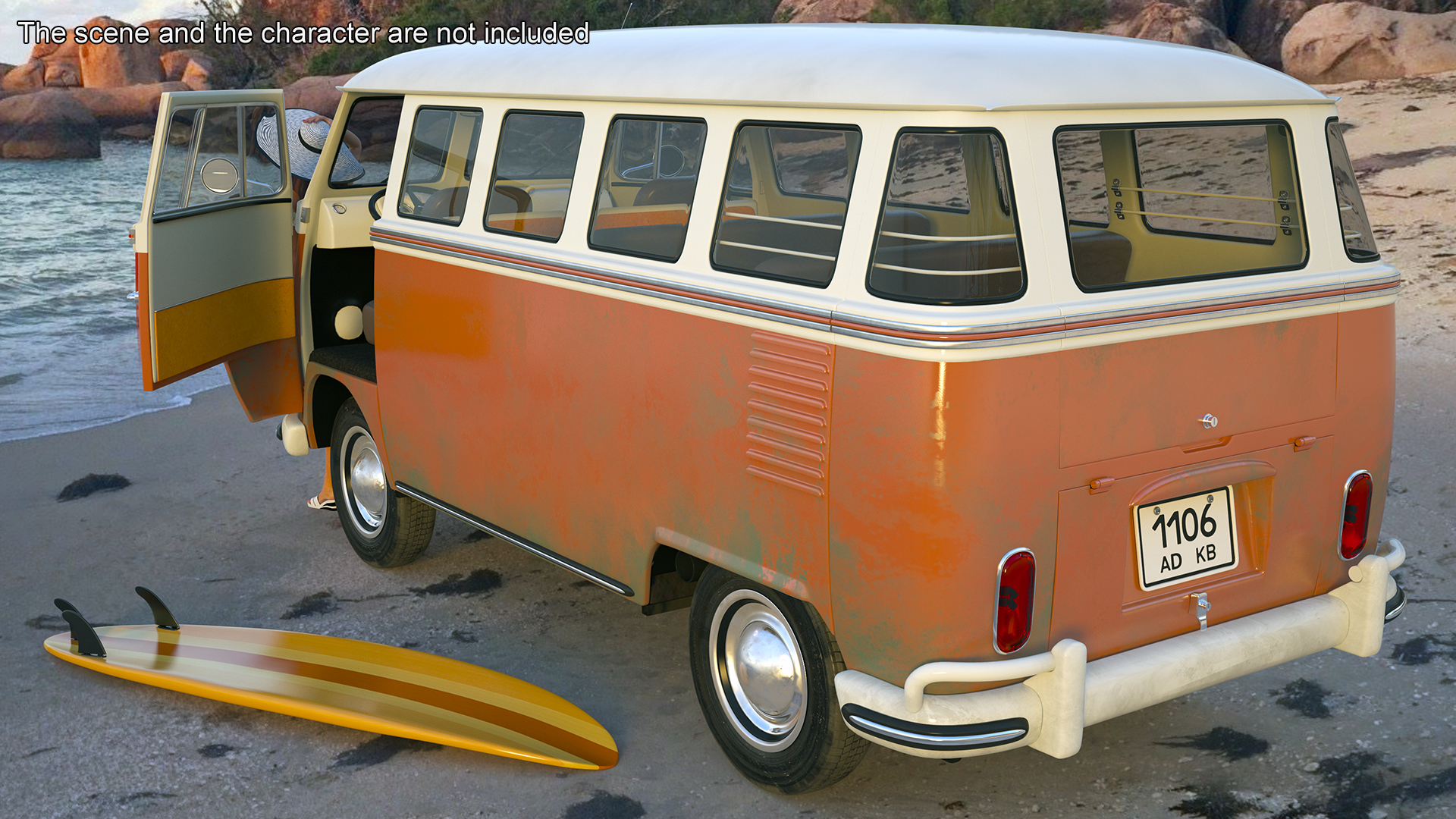 3D model Classic Volkswagen Type 2 Bus Simple Interior