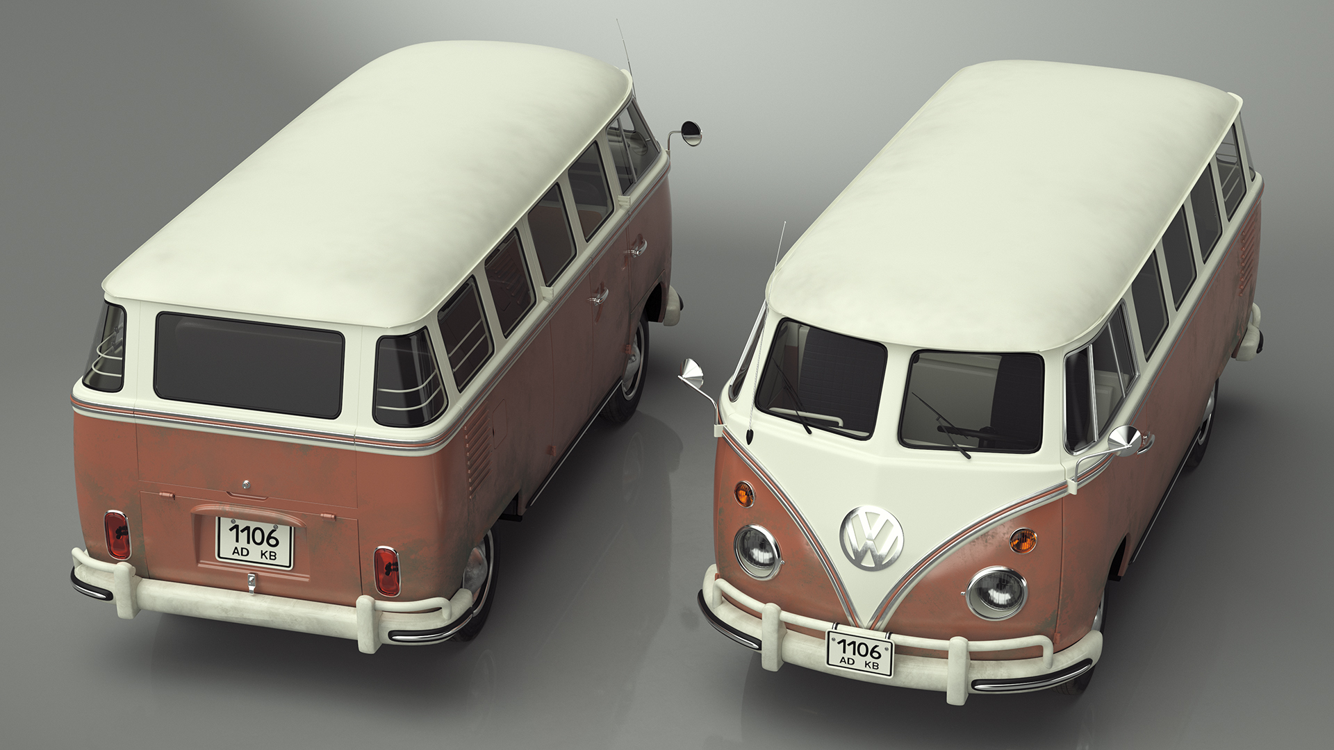3D model Classic Volkswagen Type 2 Bus Simple Interior