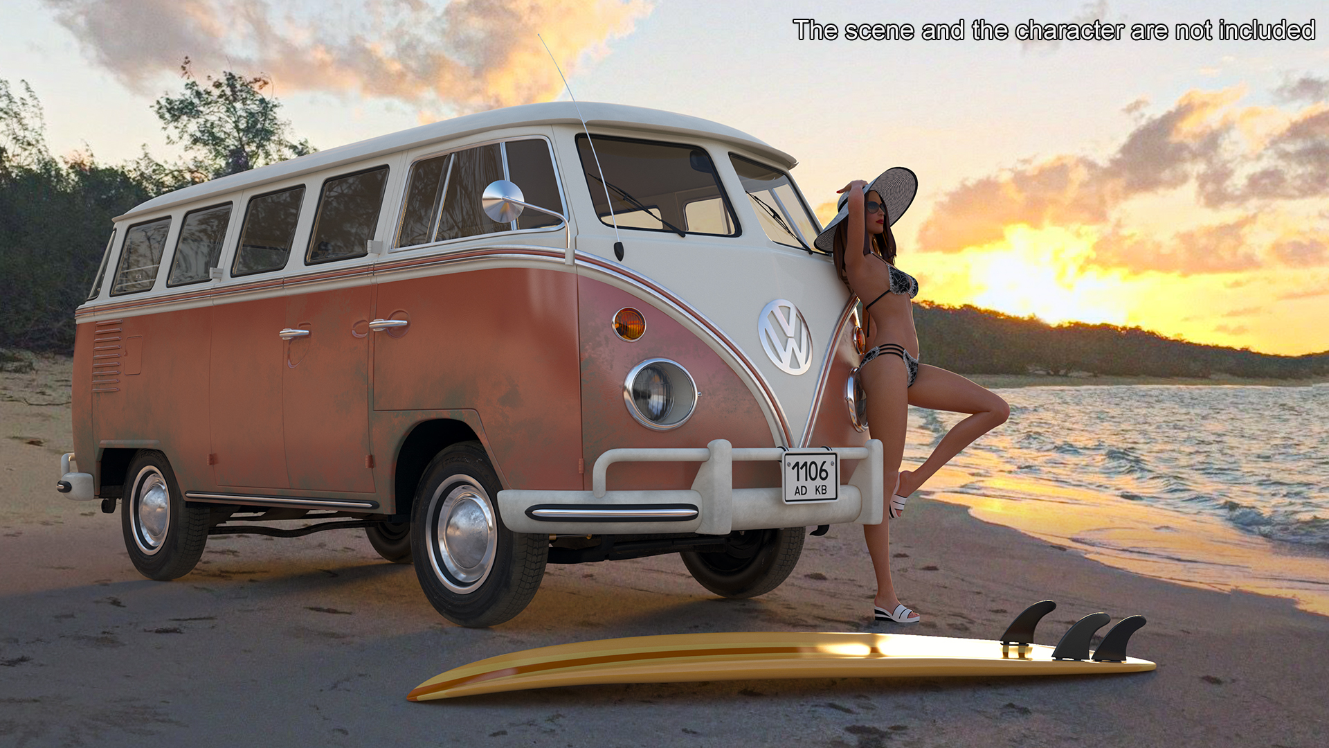 3D model Classic Volkswagen Type 2 Bus Simple Interior