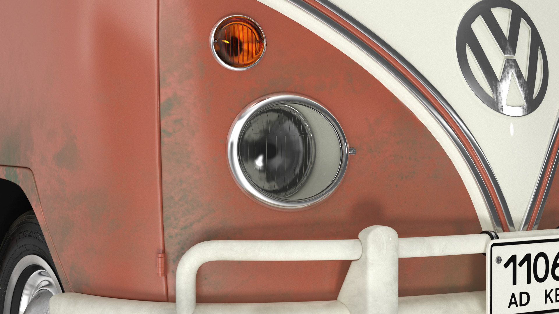 3D model Classic Volkswagen Type 2 Bus Simple Interior
