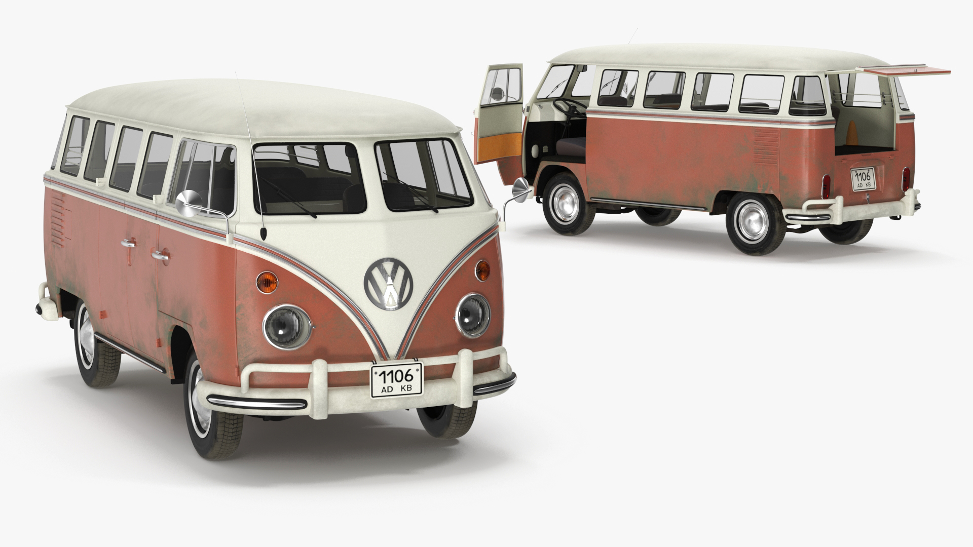 3D model Classic Volkswagen Type 2 Bus Simple Interior
