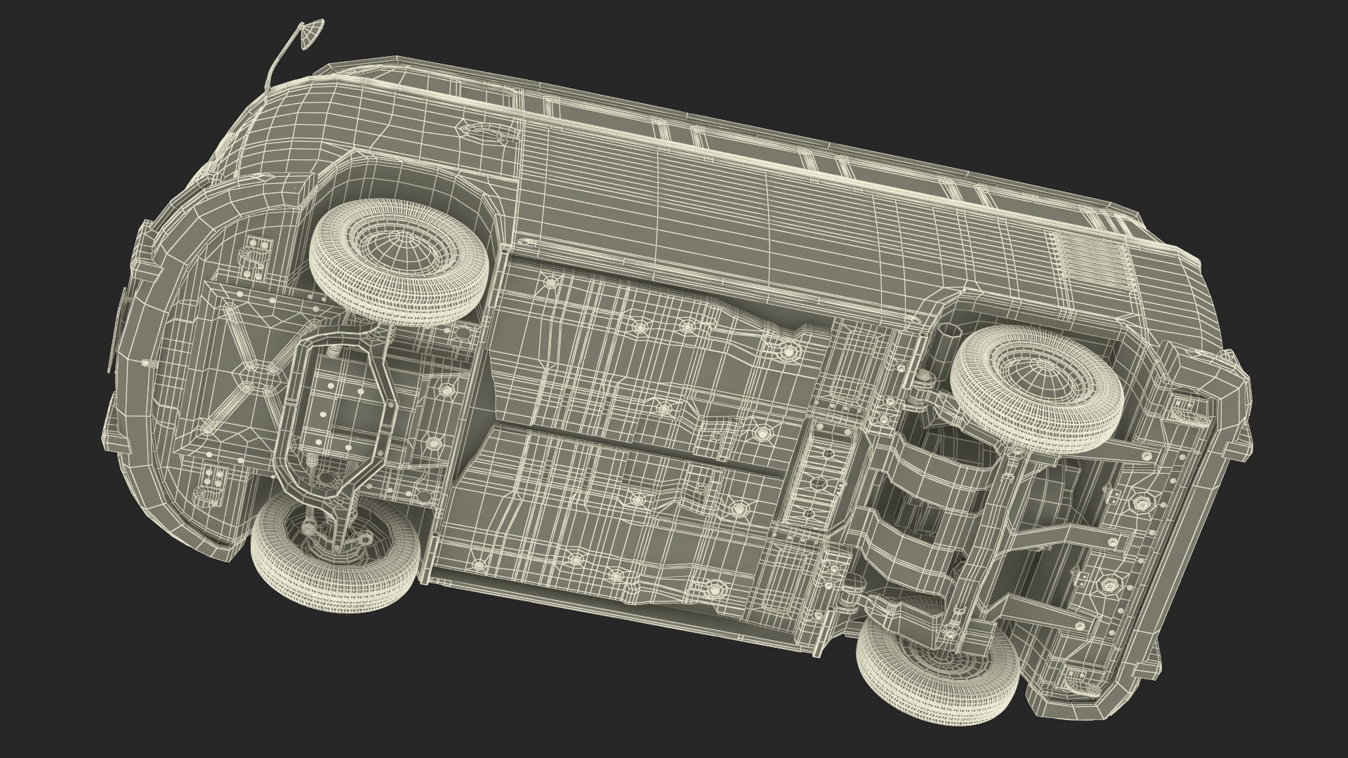3D model Classic Volkswagen Type 2 Bus Simple Interior