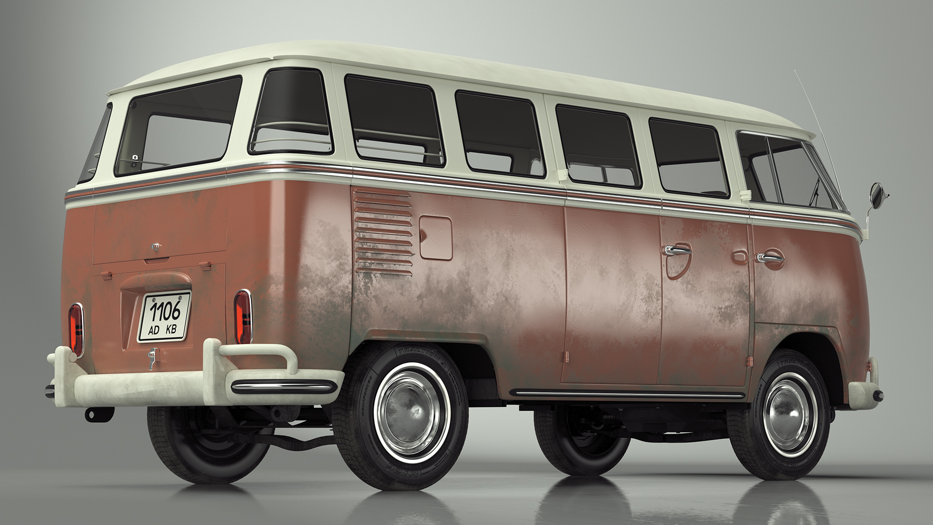 3D model Classic Volkswagen Type 2 Bus Simple Interior
