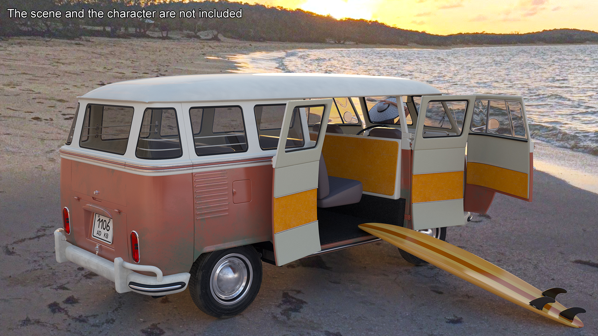3D model Classic Volkswagen Type 2 Bus Simple Interior