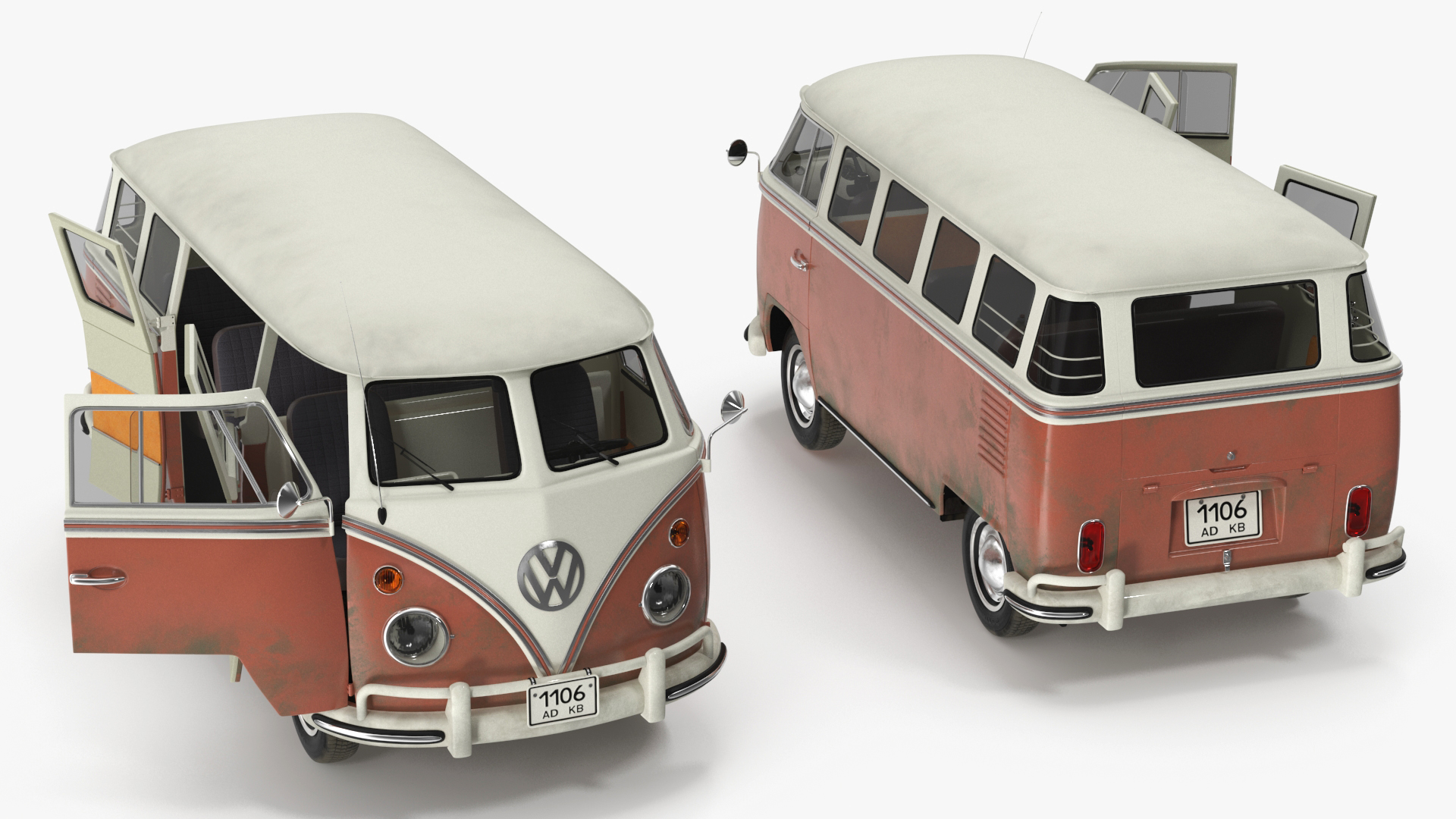 3D model Classic Volkswagen Type 2 Bus Simple Interior