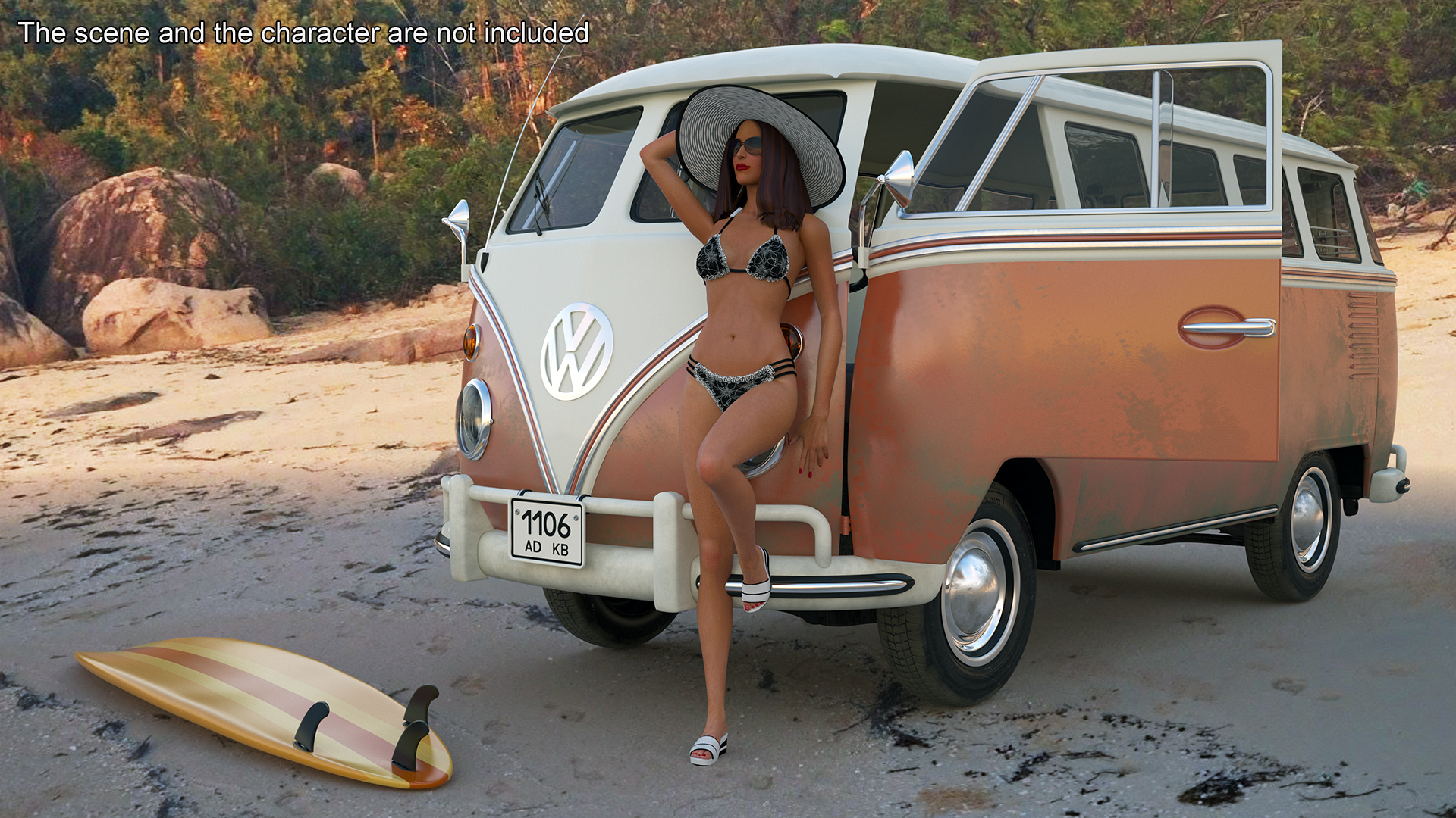 3D model Classic Volkswagen Type 2 Bus Simple Interior