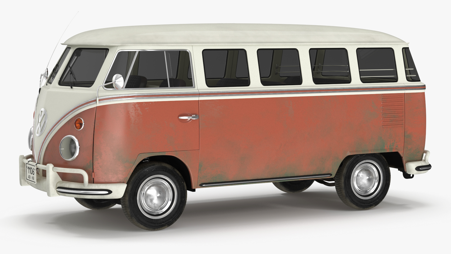 3D model Classic Volkswagen Type 2 Bus Simple Interior