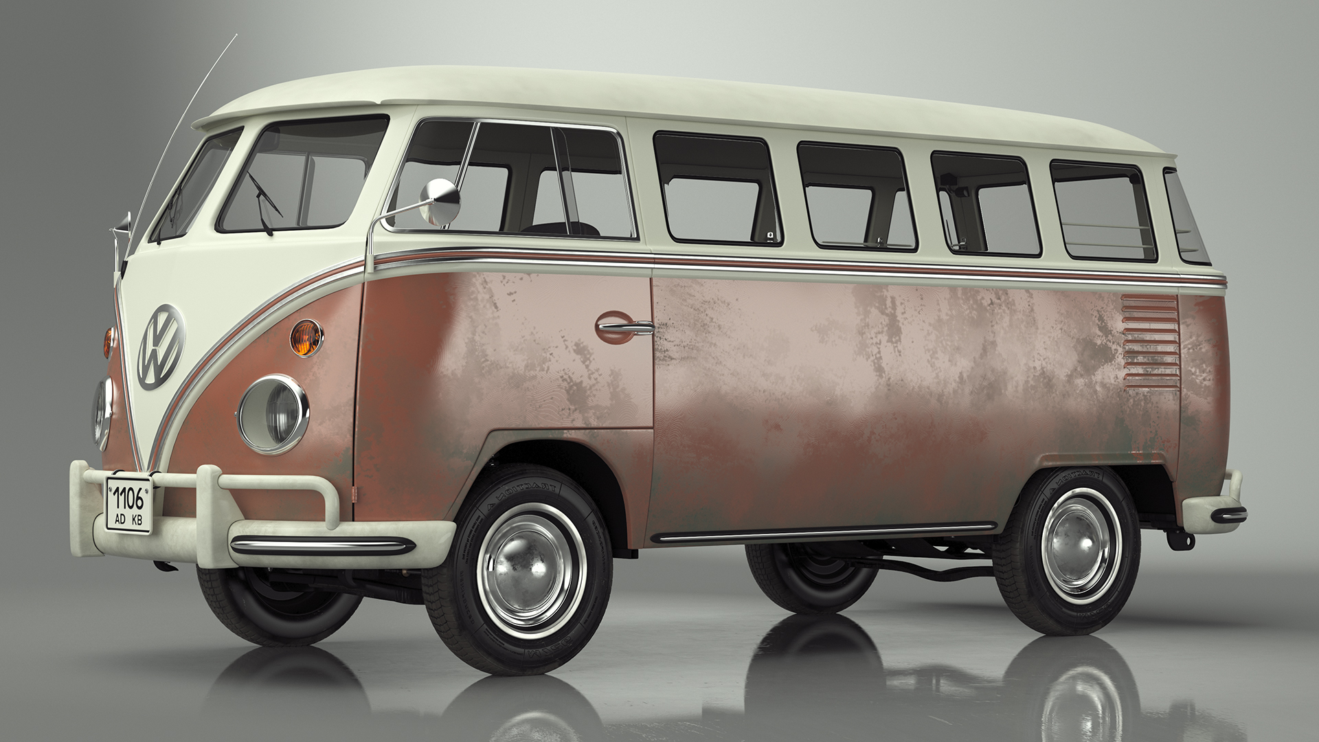 3D model Classic Volkswagen Type 2 Bus Simple Interior
