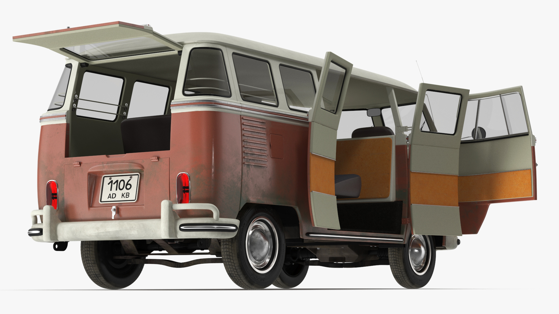 3D model Classic Volkswagen Type 2 Bus Simple Interior