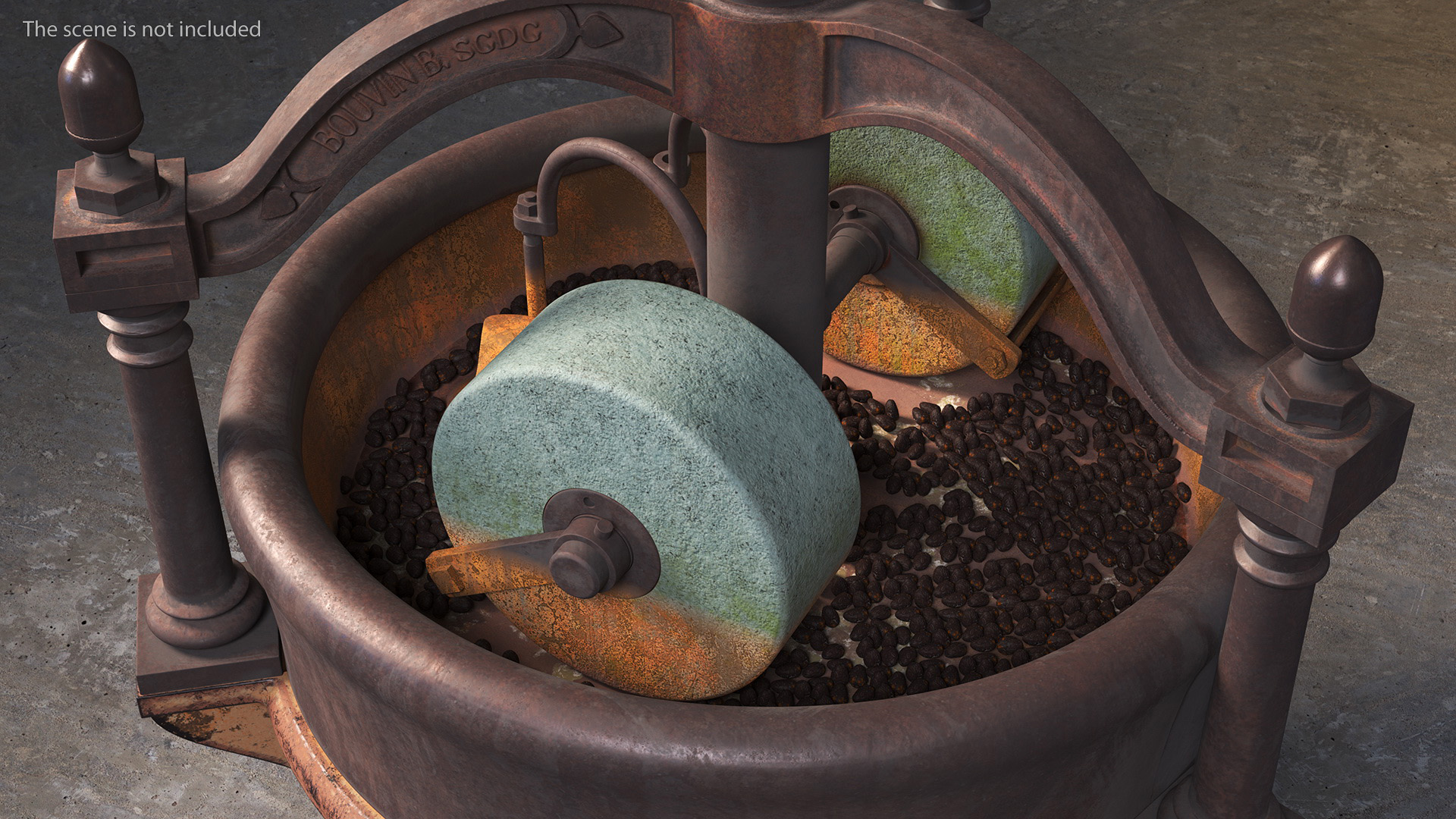 3D Antique Grinder with Cocoa Bean