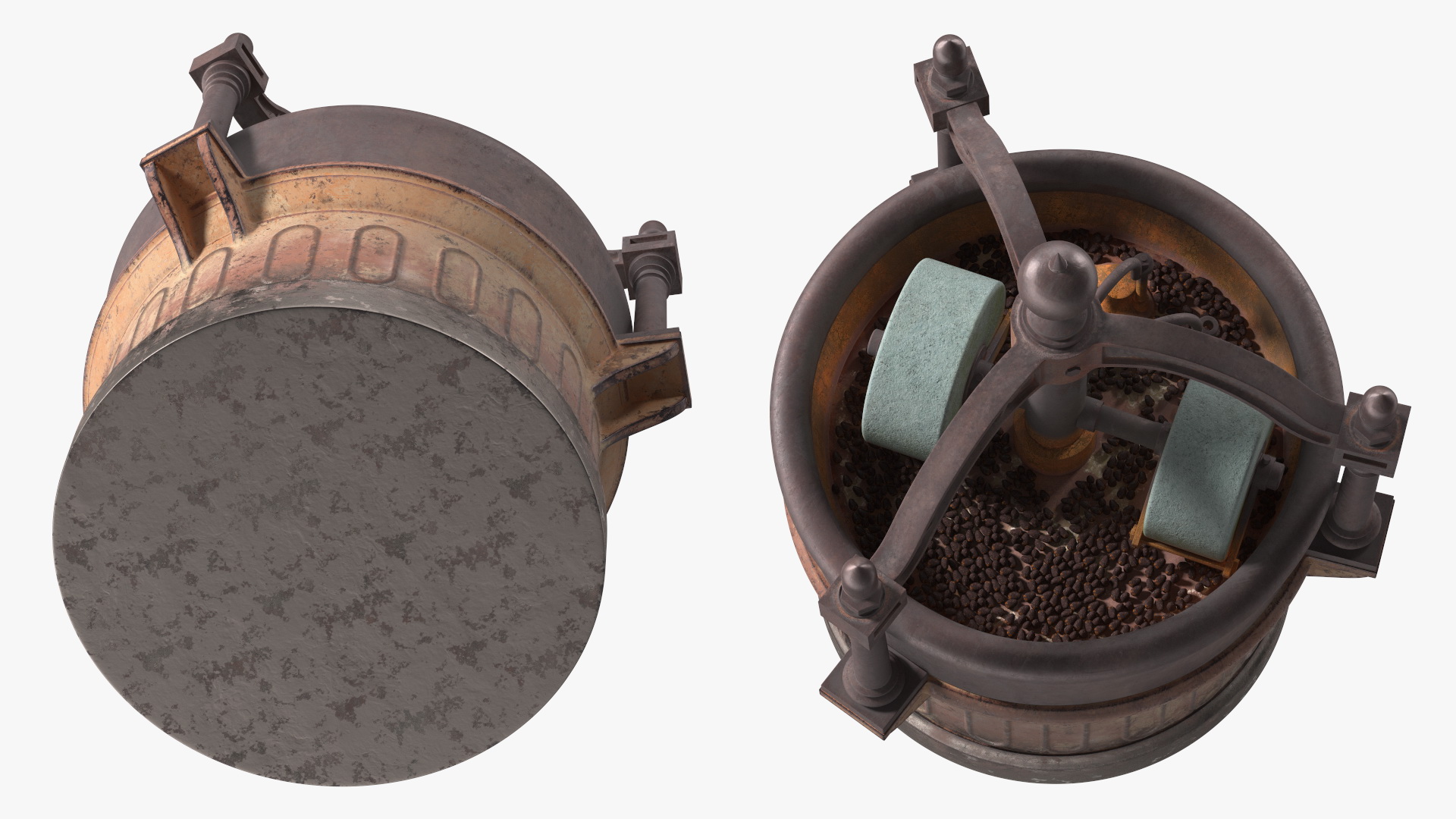 3D Antique Grinder with Cocoa Bean