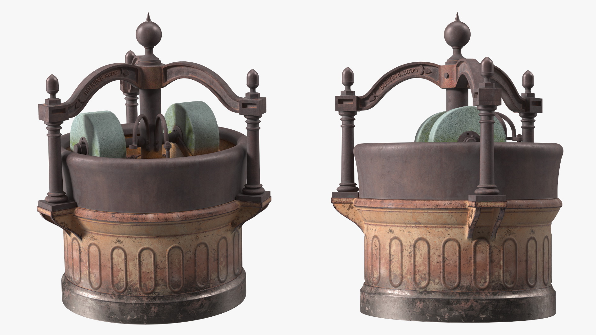 3D Antique Grinder with Cocoa Bean