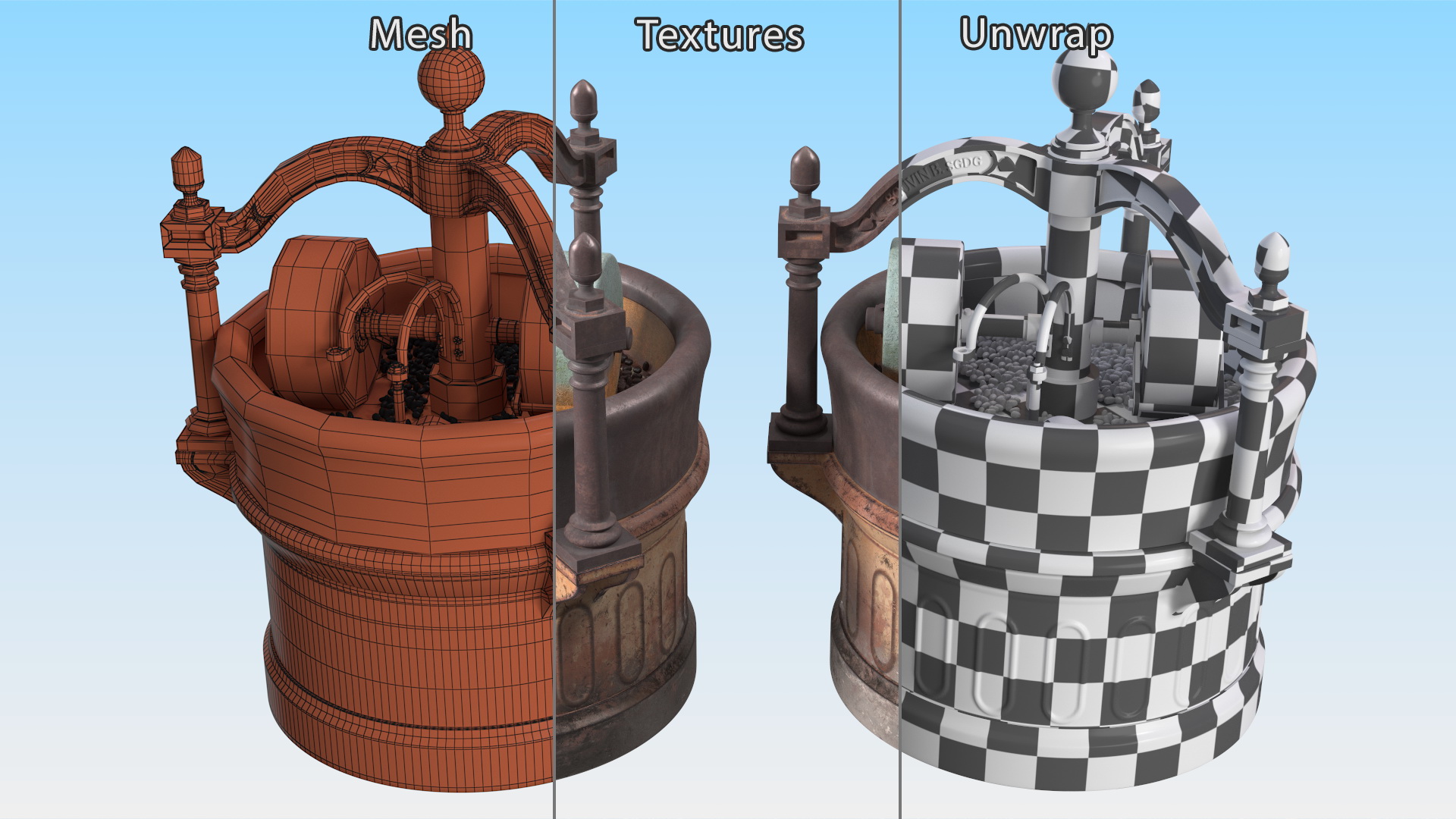 3D Antique Grinder with Cocoa Bean
