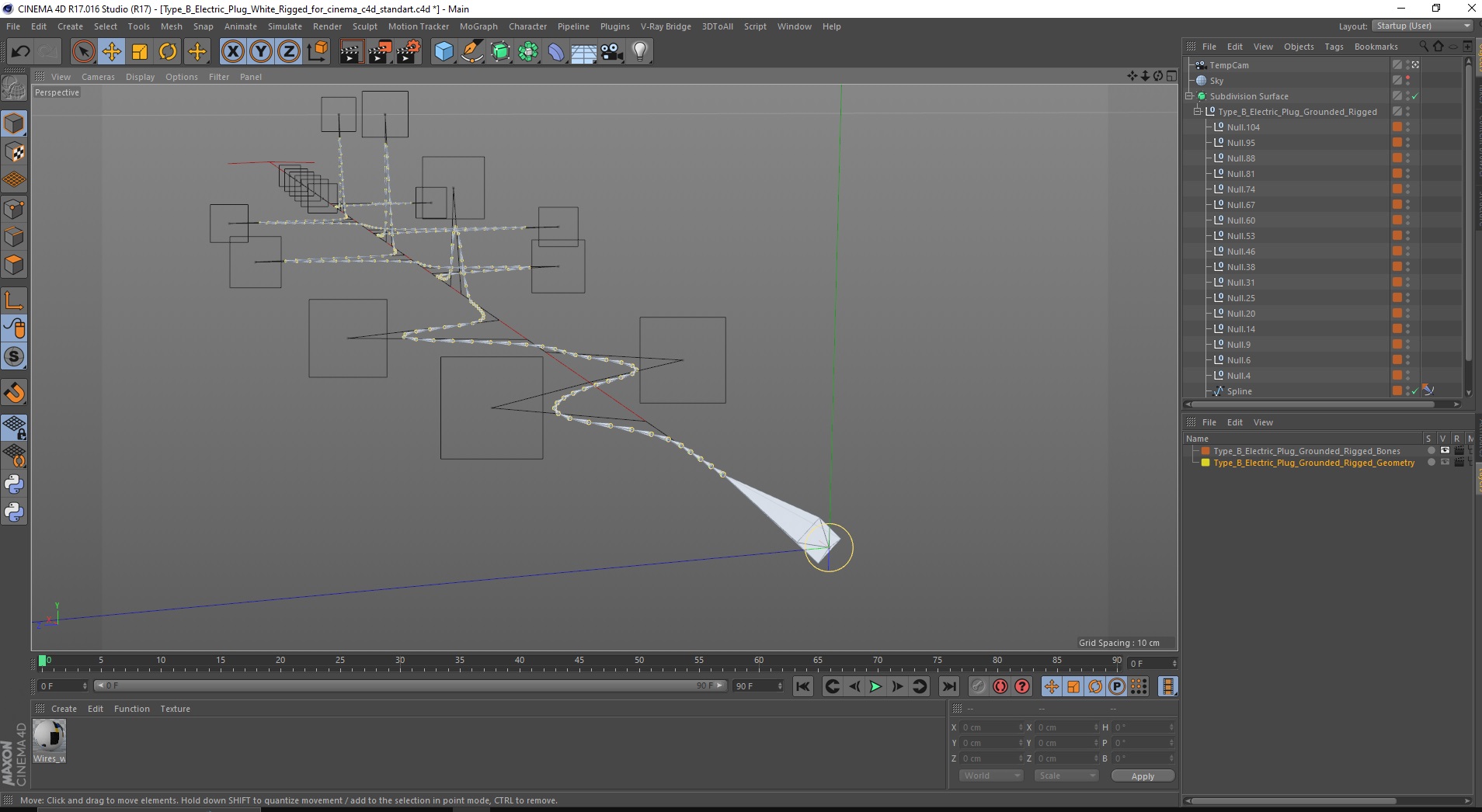 Type B Electric Plug White Rigged for Cinema 4D 3D