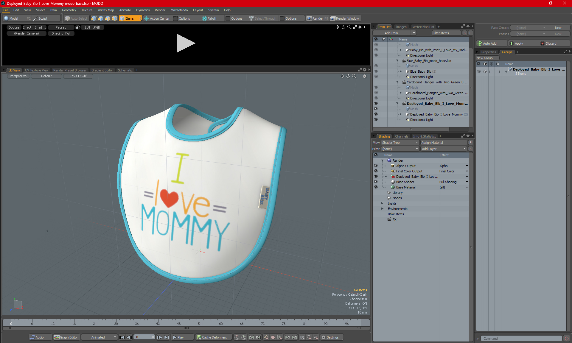 3D model Deployed Baby Bib I Love Mommy