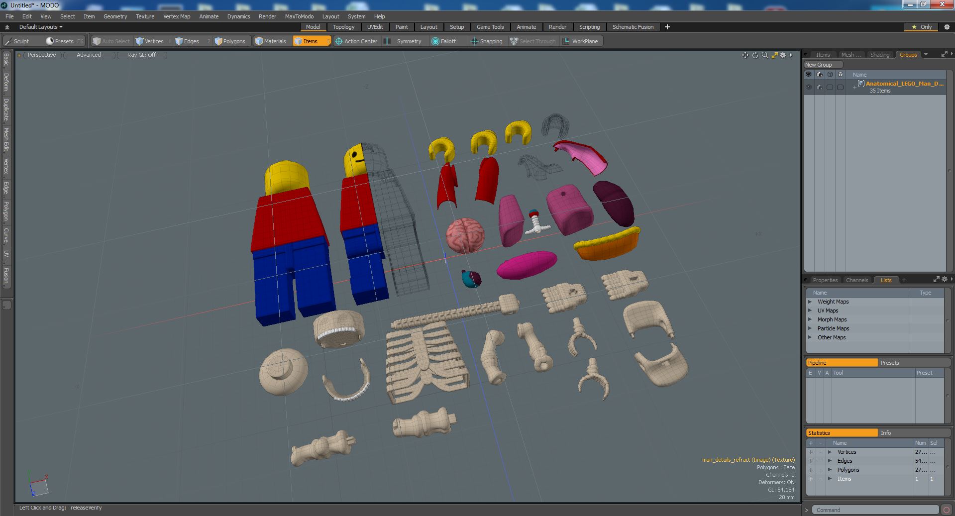 Anatomical LEGO Man Details 3D