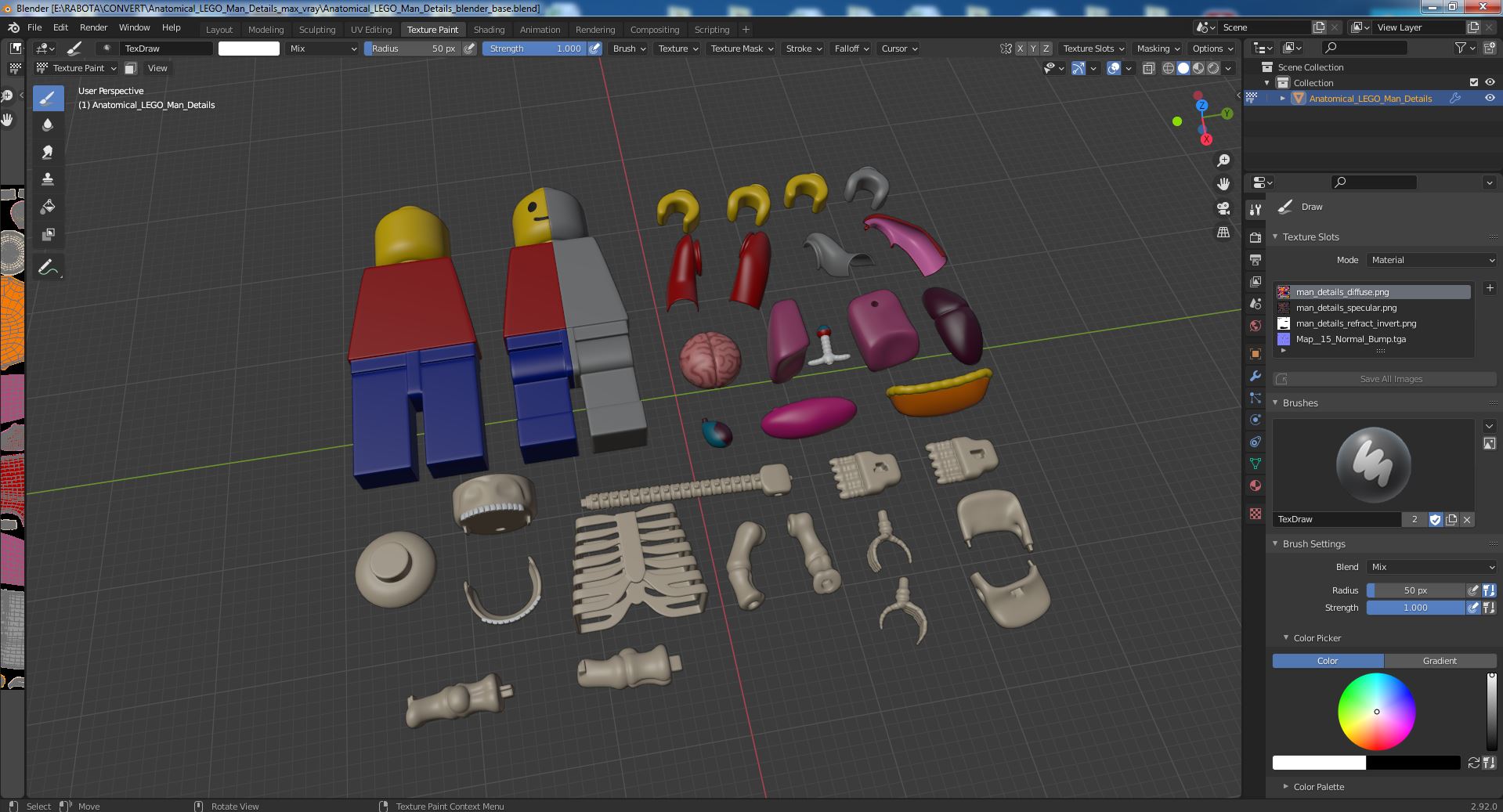 Anatomical LEGO Man Details 3D