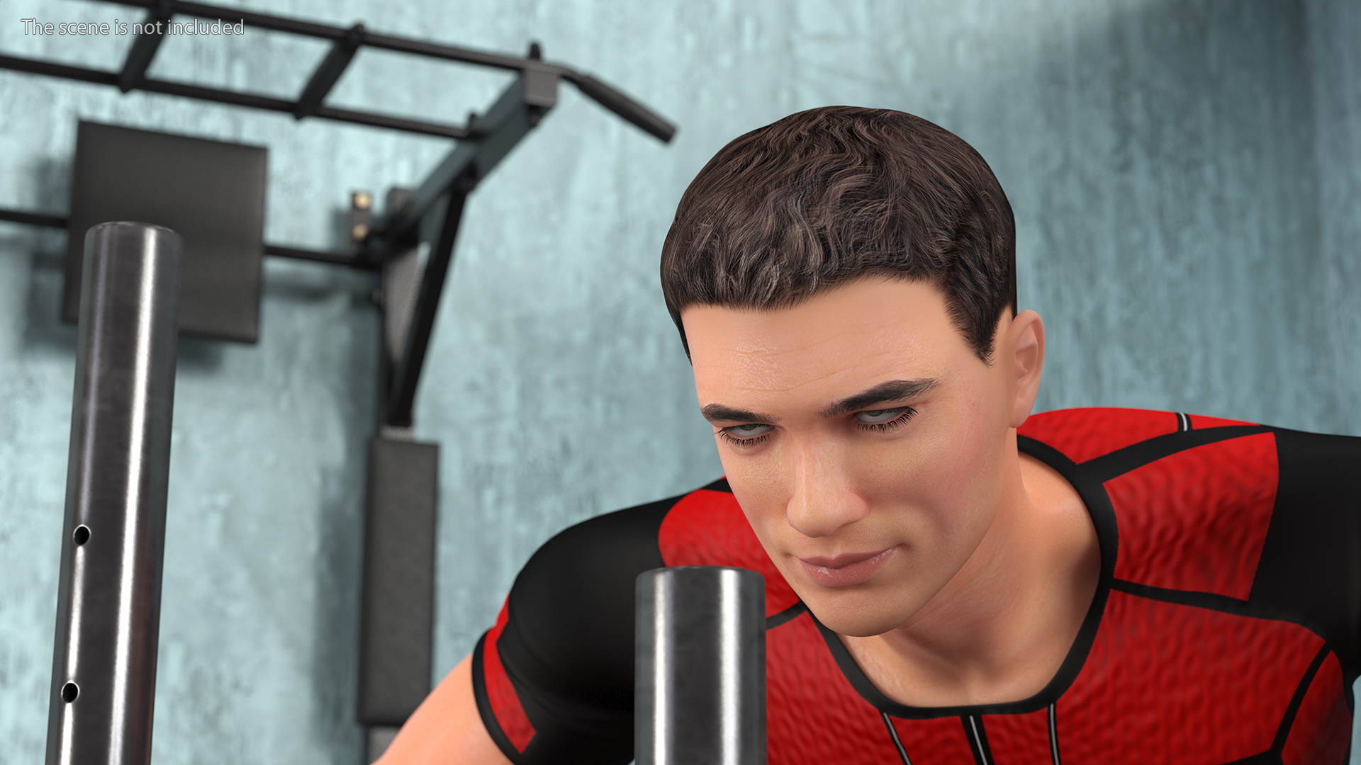 3D model Athlete with Armortech Heavy Duty 3 Post Prowler Sled Rigged