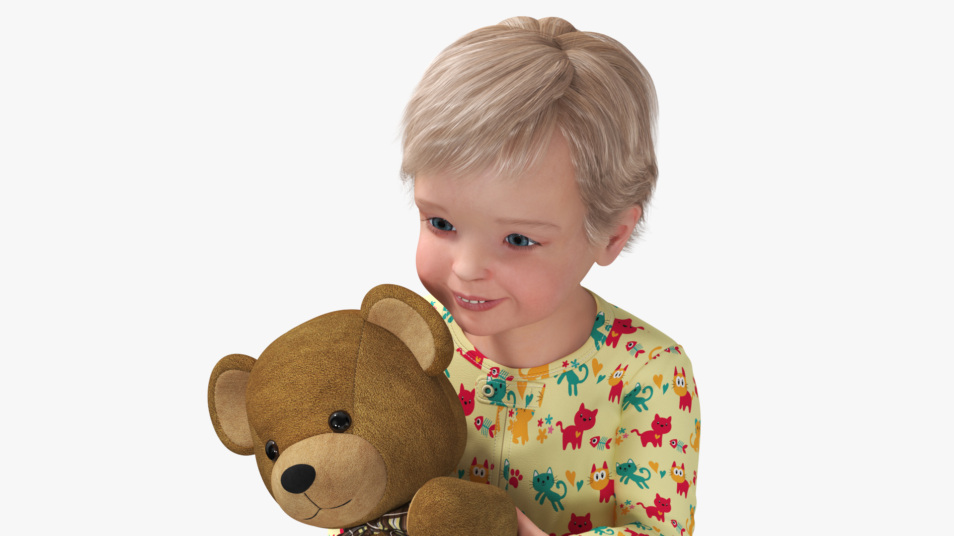 3D Toddler with Stuffed Teddy Bear